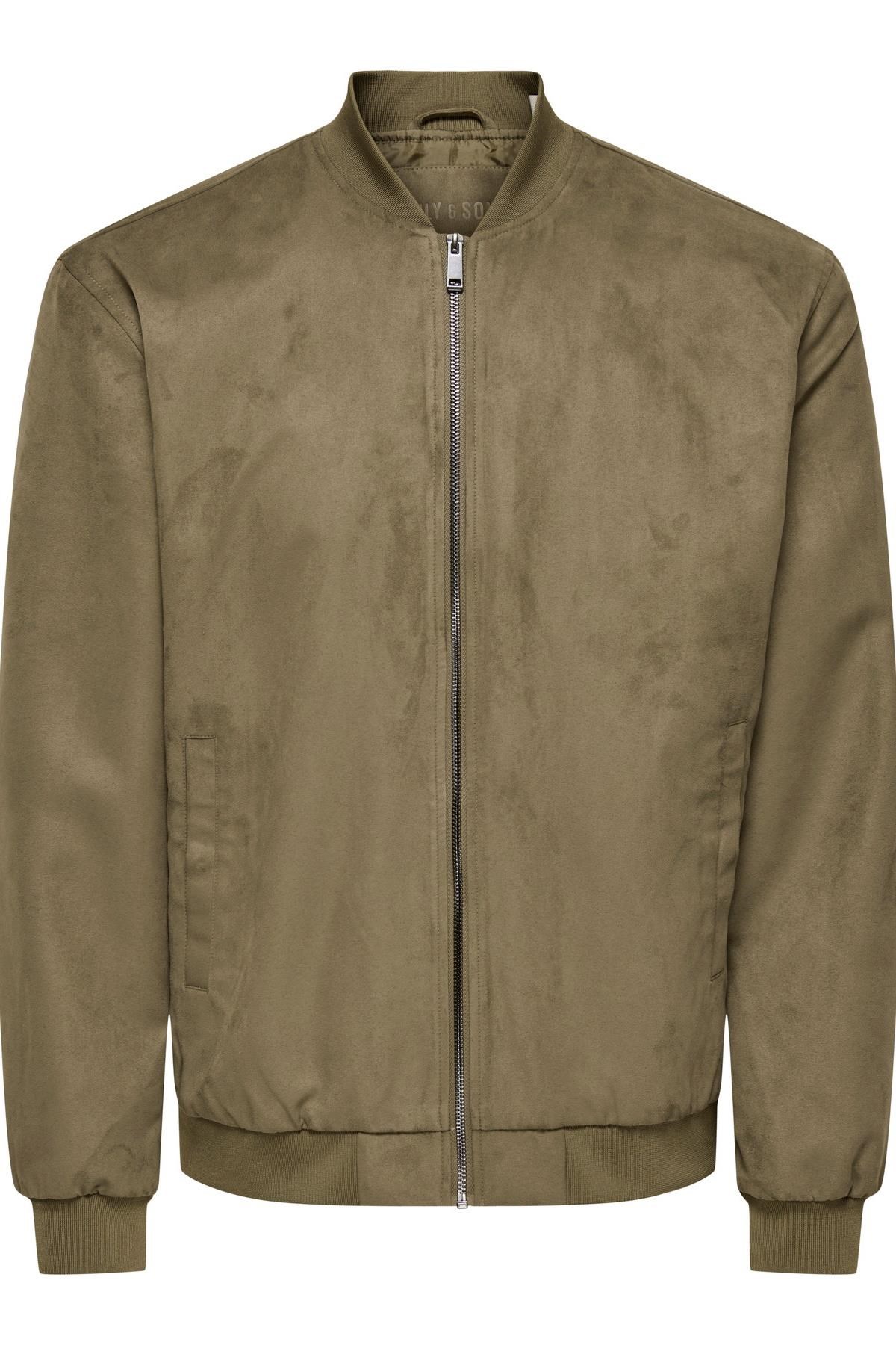 Only & Sons ONSLUCAS Erkek Süet Görünümlü Bomber Ceket Günlük Rahat Şık 