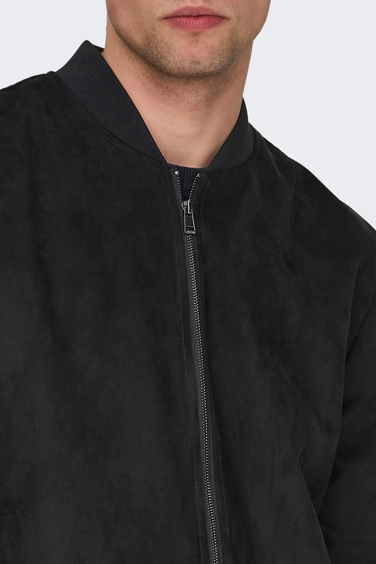 Only & Sons ONSLUCAS Erkek Süet Görünümlü Bomber Ceket Günlük Rahat Şık 