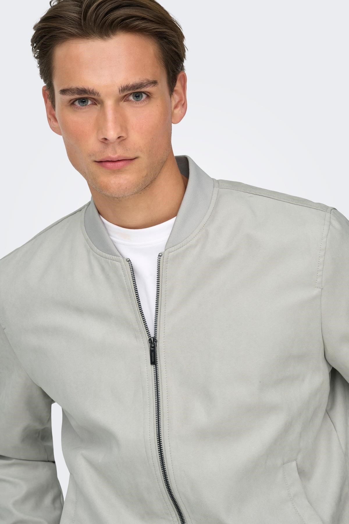Only & Sons ONSLUCAS Erkek Süet Görünümlü Bomber Ceket Günlük Rahat Şık 