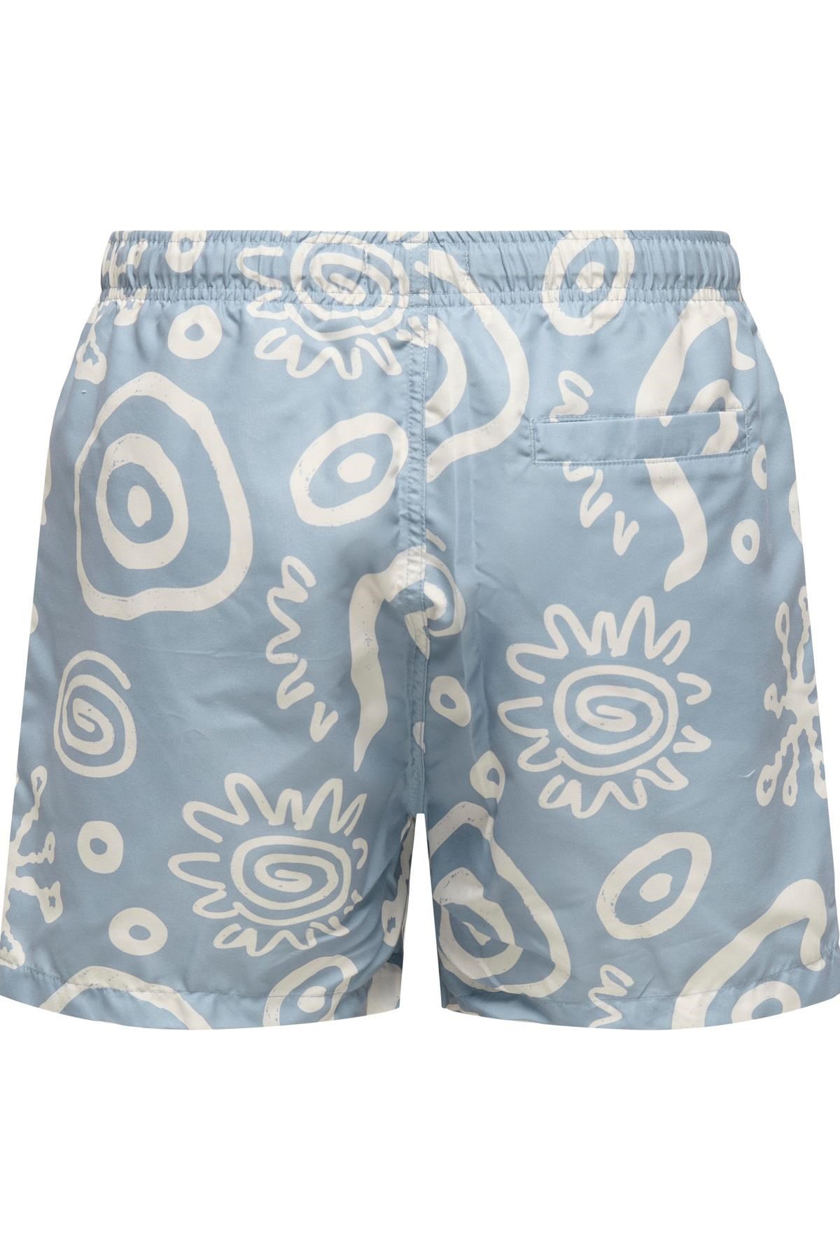 Only & Sons ONSPRINT Erkek Deniz Şortu Desenli Rahat Yazlık Regular Fit 