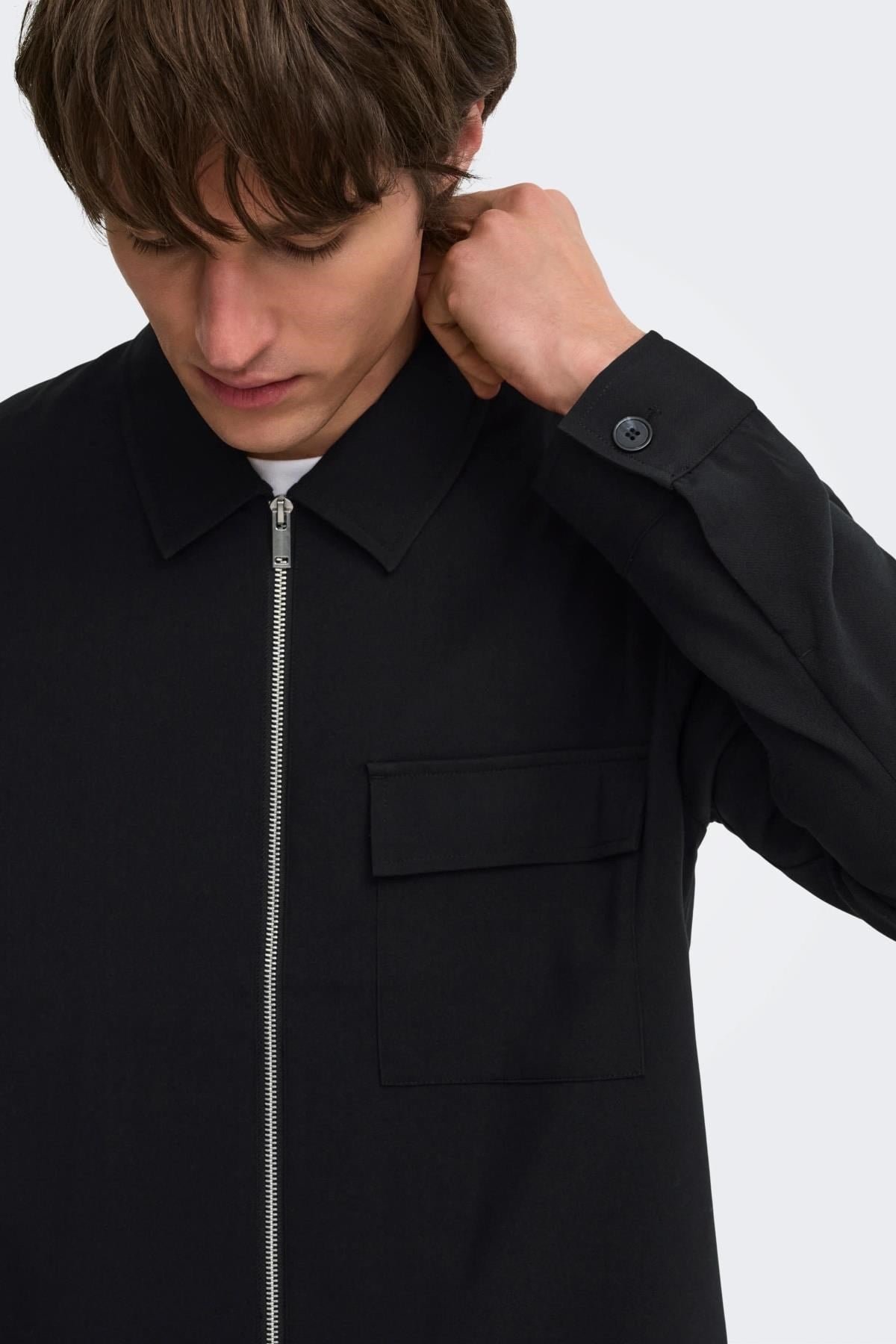 Only & Sons ONSWILL Erkek Fermuarlı Overshirt Gömlek Regular Fit Günlük Şık 