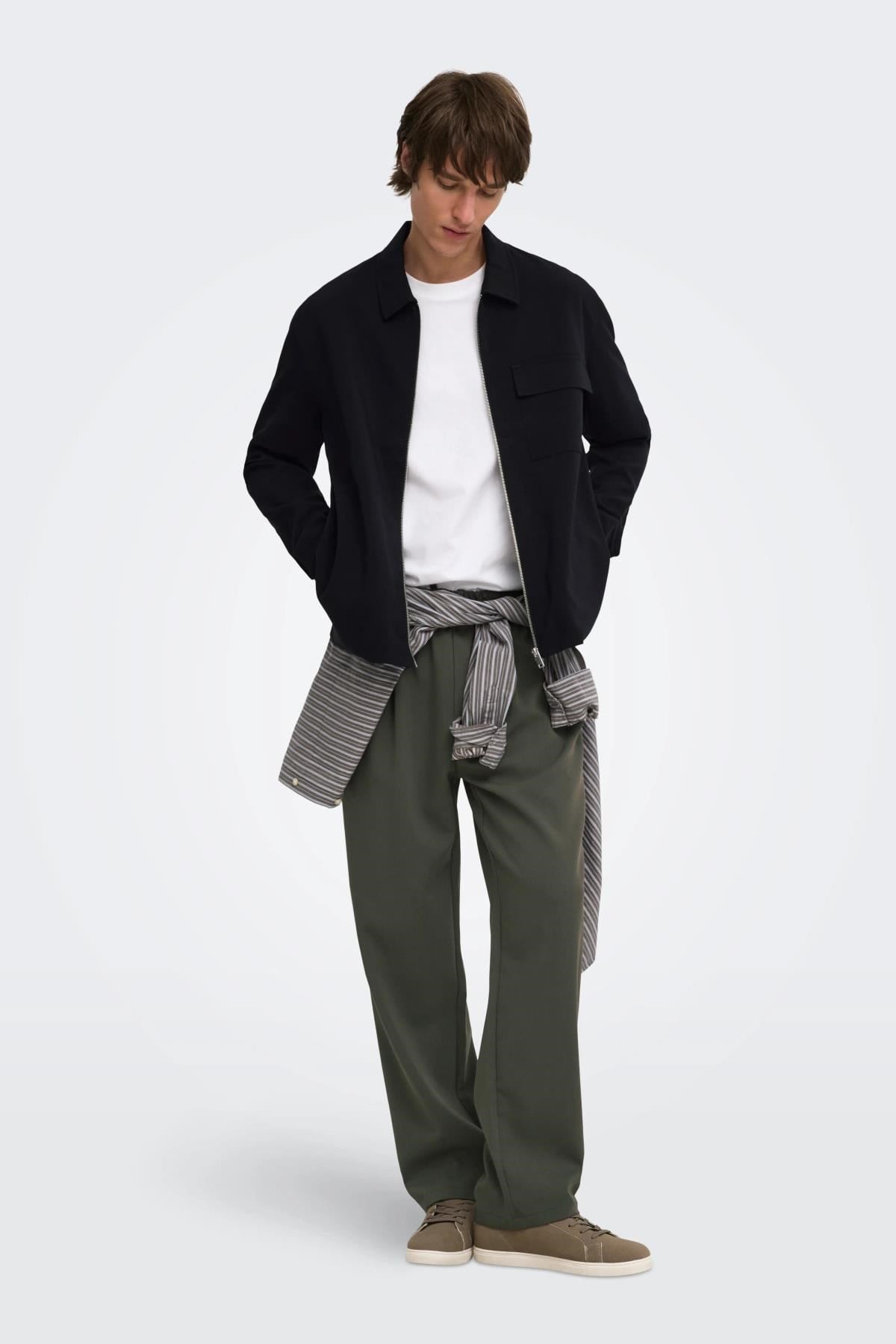 Only & Sons ONSWILL Erkek Fermuarlı Overshirt Gömlek Regular Fit Günlük Şık 
