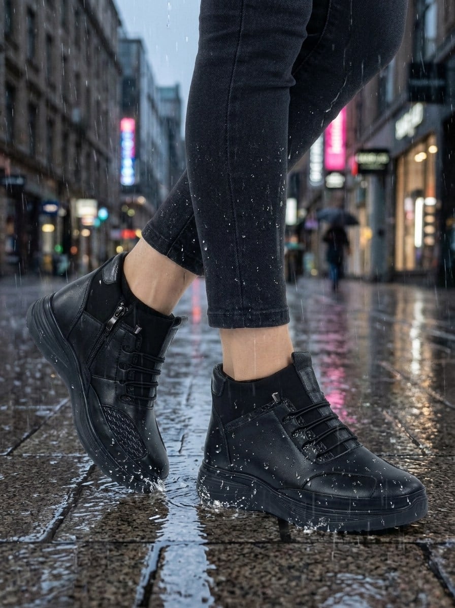 Ortobella Comfort Hakiki Deri Kadın Siyah Halluks Valgus Bot 1451