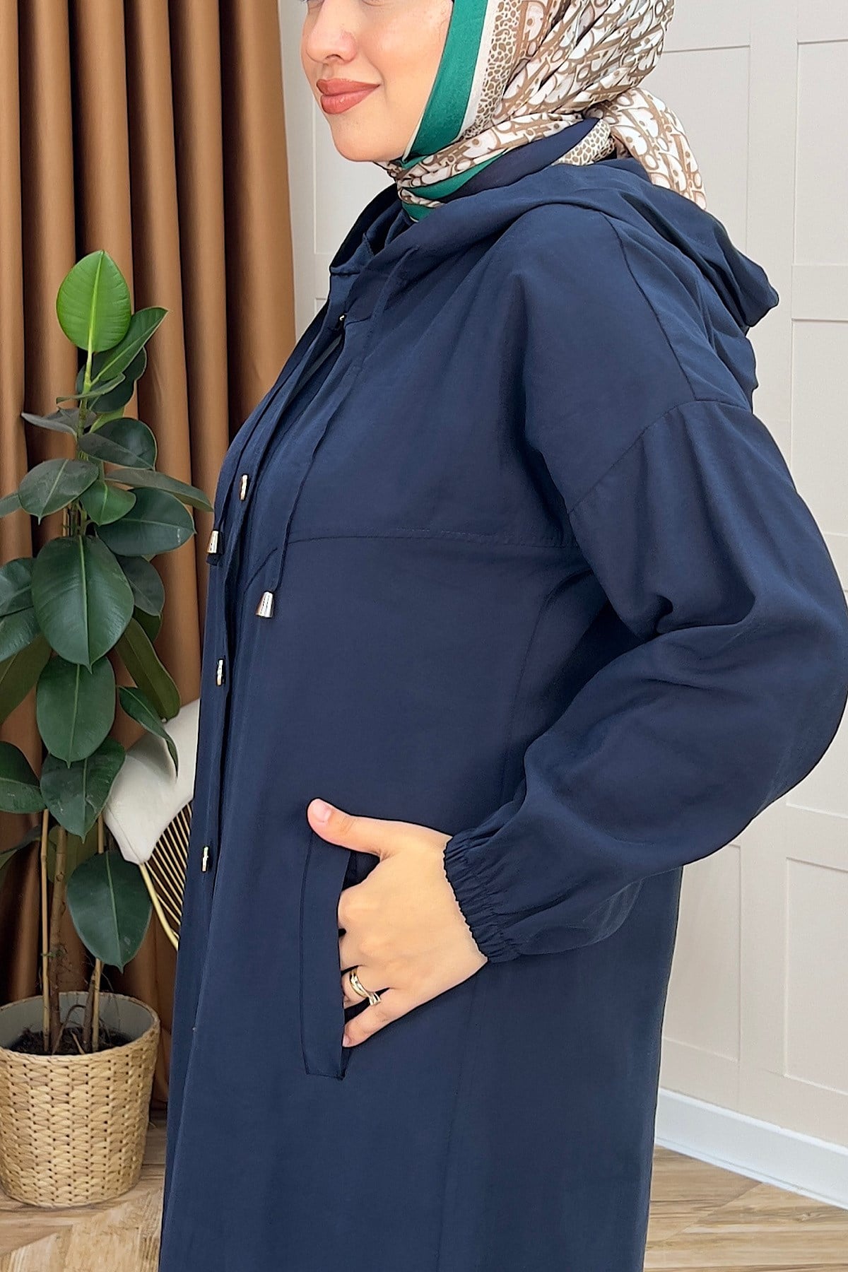 004-Liana Düğmeli Kap Lacivert