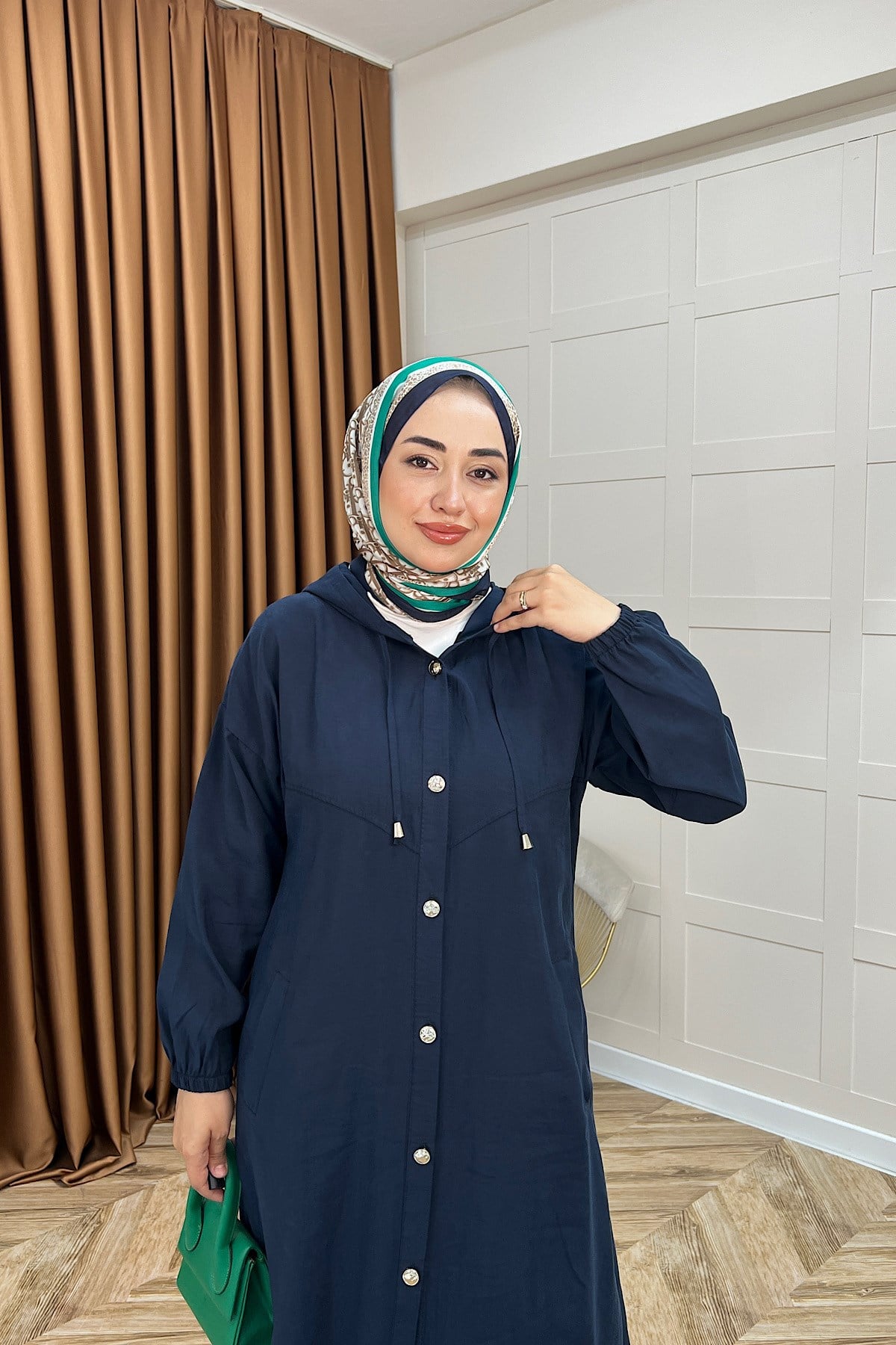 004-Liana Düğmeli Kap Lacivert
