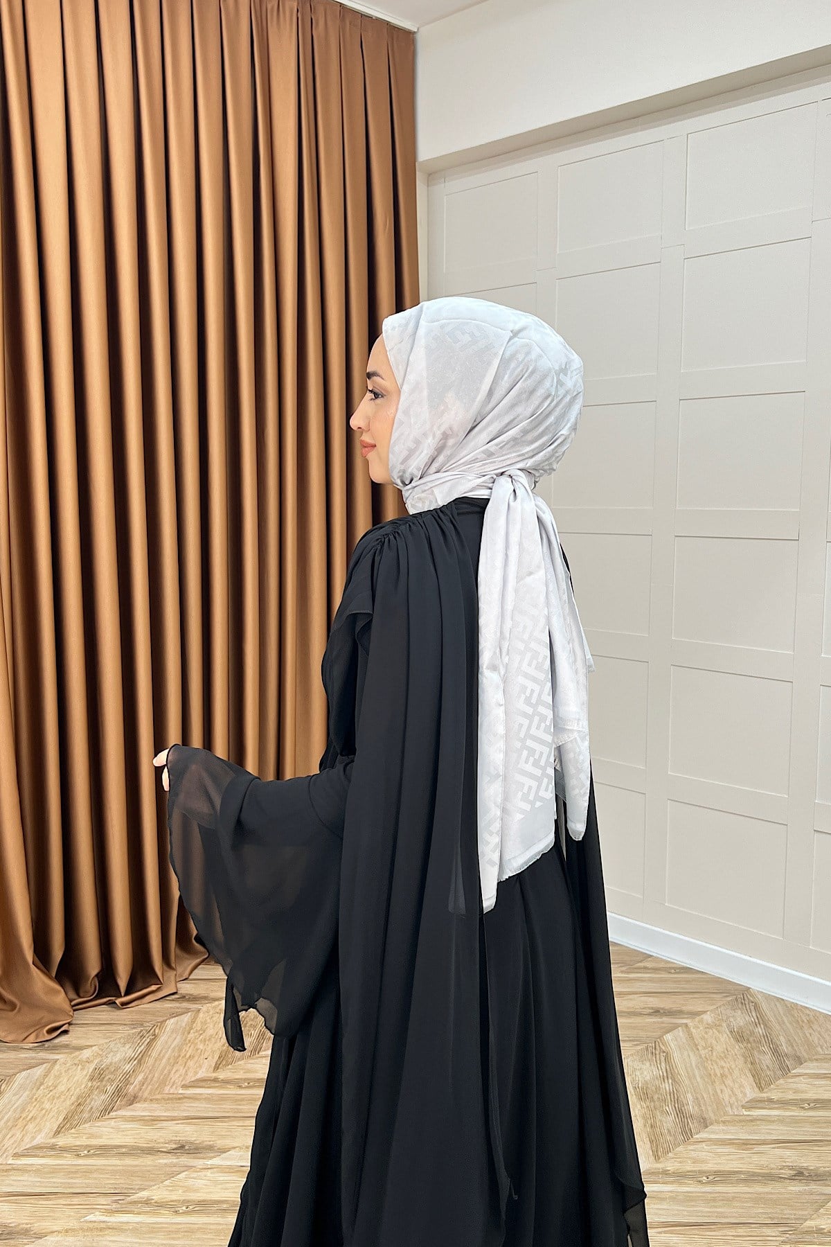 Aliza Büzgülü Şifon Elbise Siyah