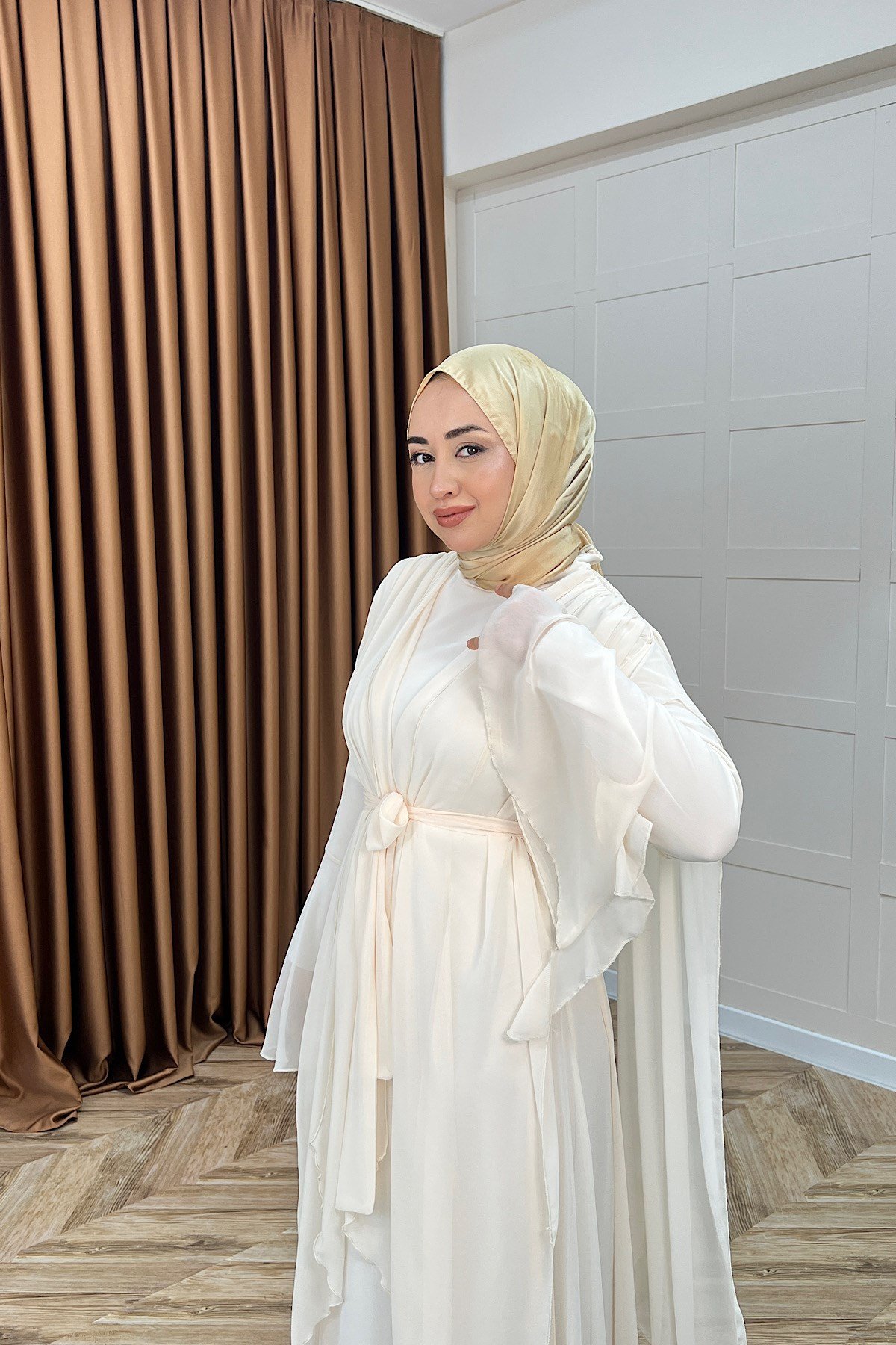 Aliza Büzgülü Şifon Elbise Taş