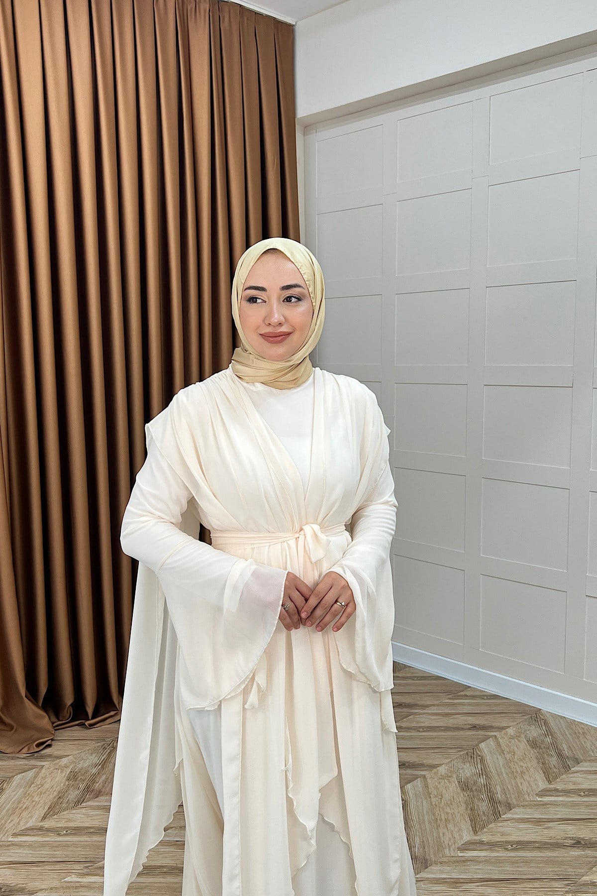 Aliza Büzgülü Şifon Elbise Taş