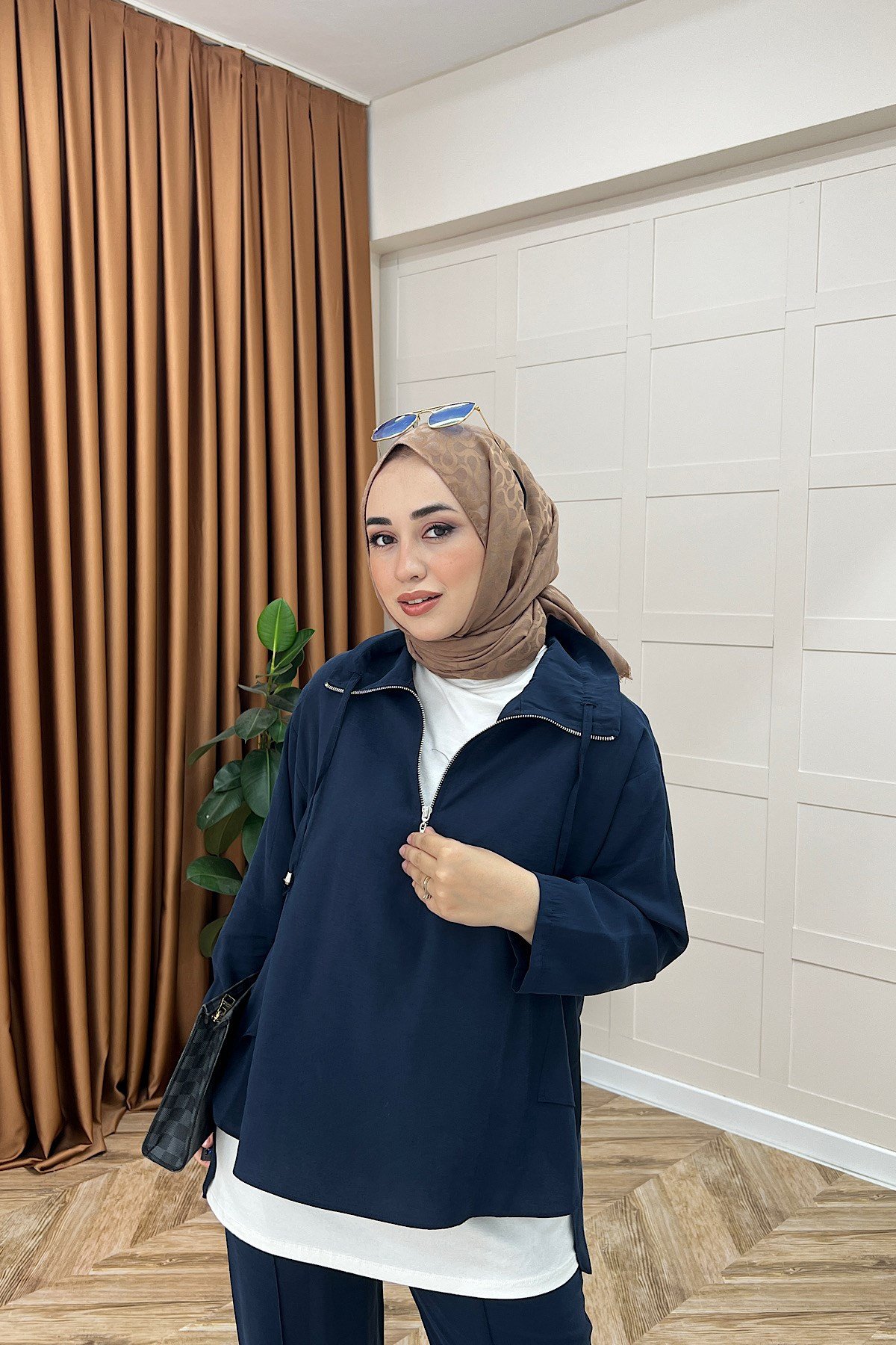 Almira Yarım Fermuar İkili Takım Lacivert