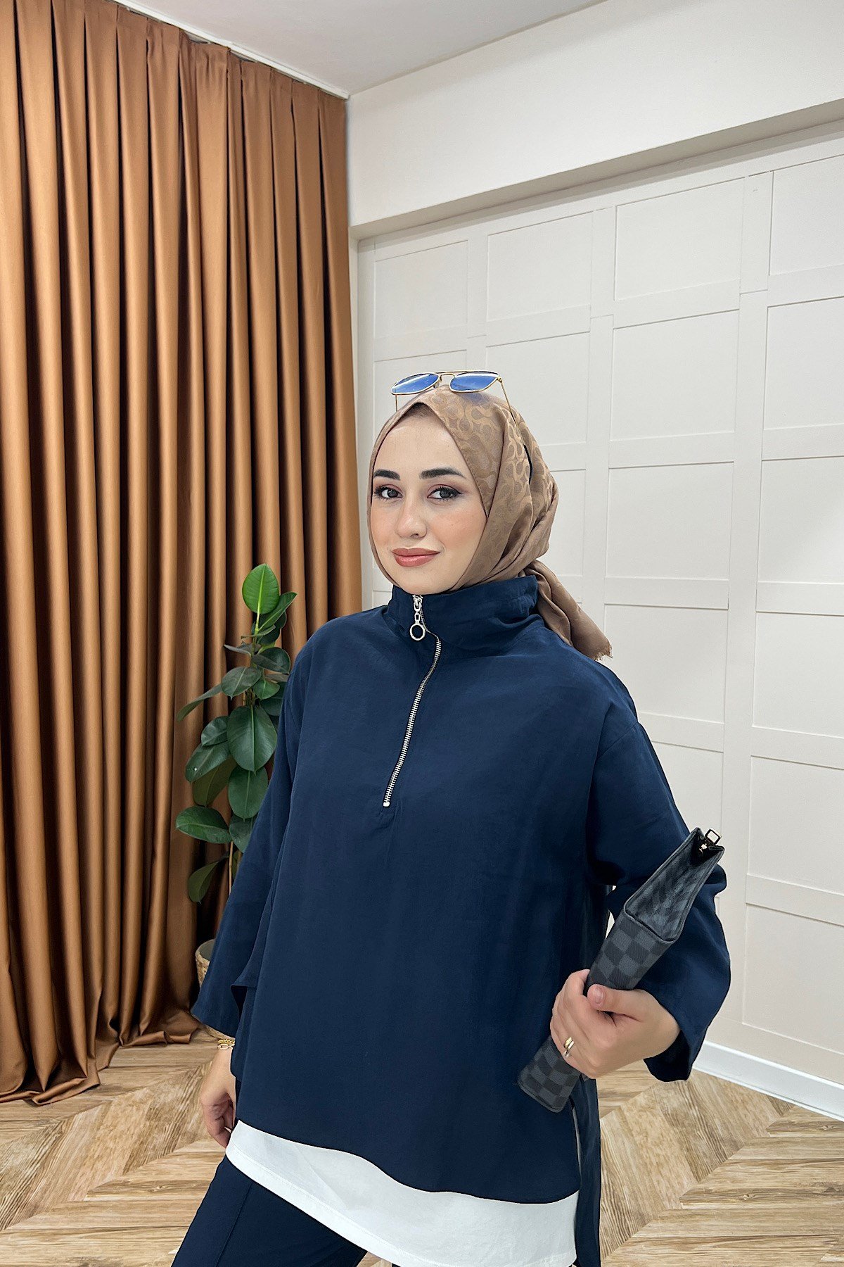 Almira Yarım Fermuar İkili Takım Lacivert