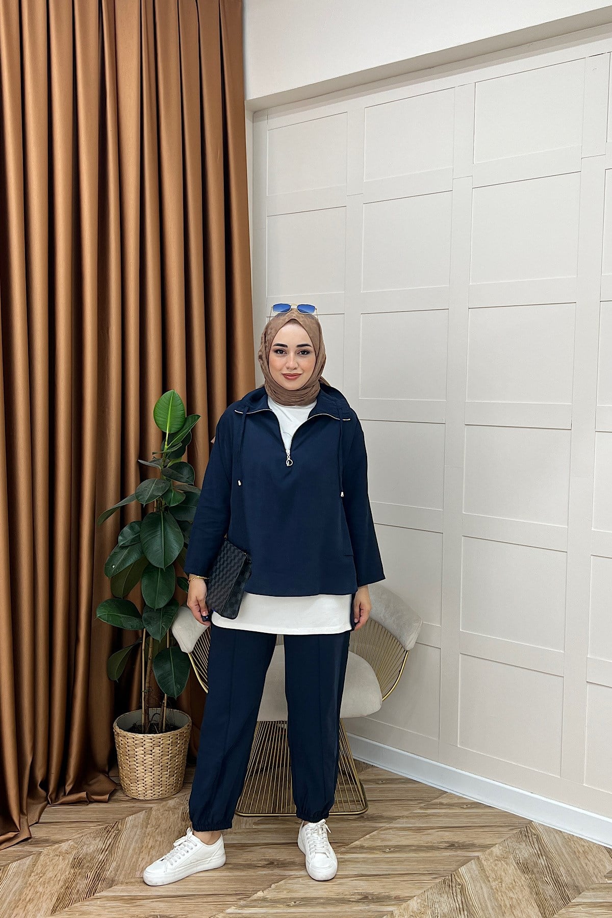 Almira Yarım Fermuar İkili Takım Lacivert