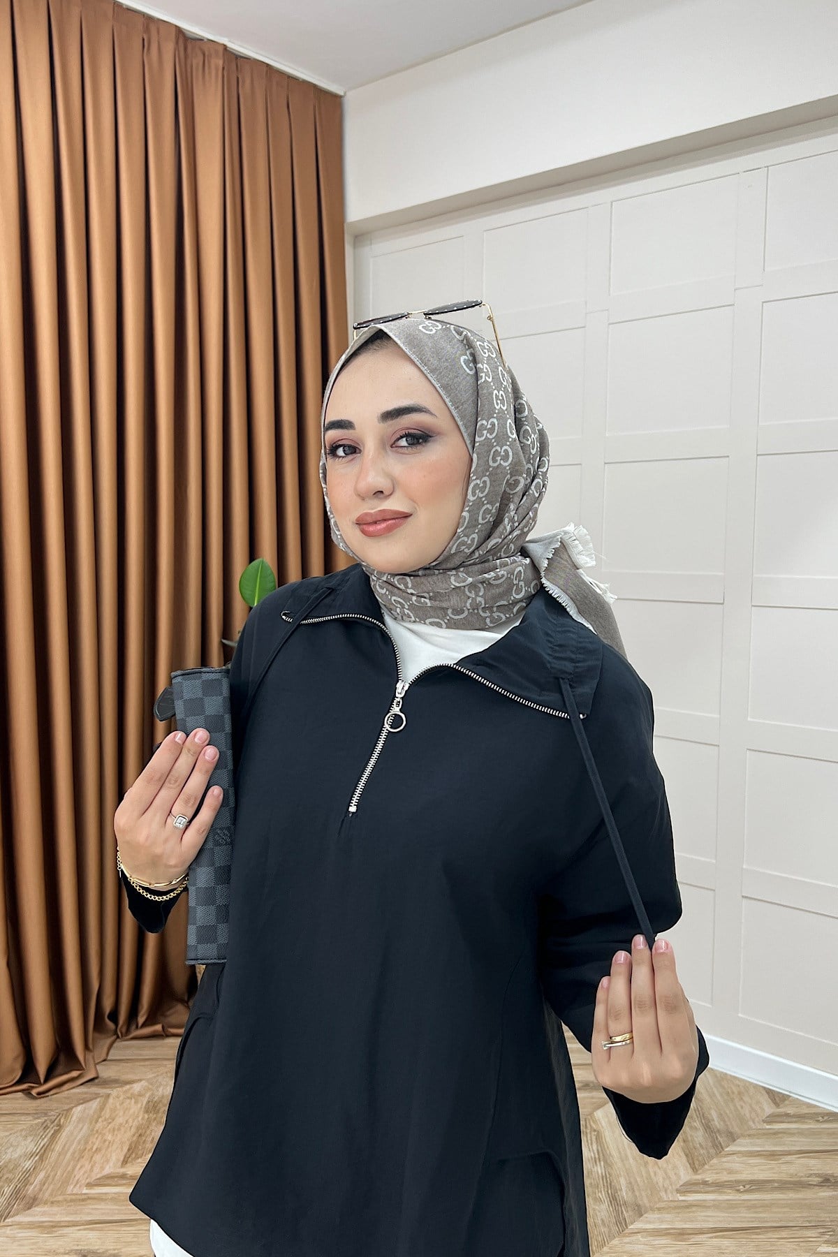 Almira Yarım Fermuar İkili Takım Siyah