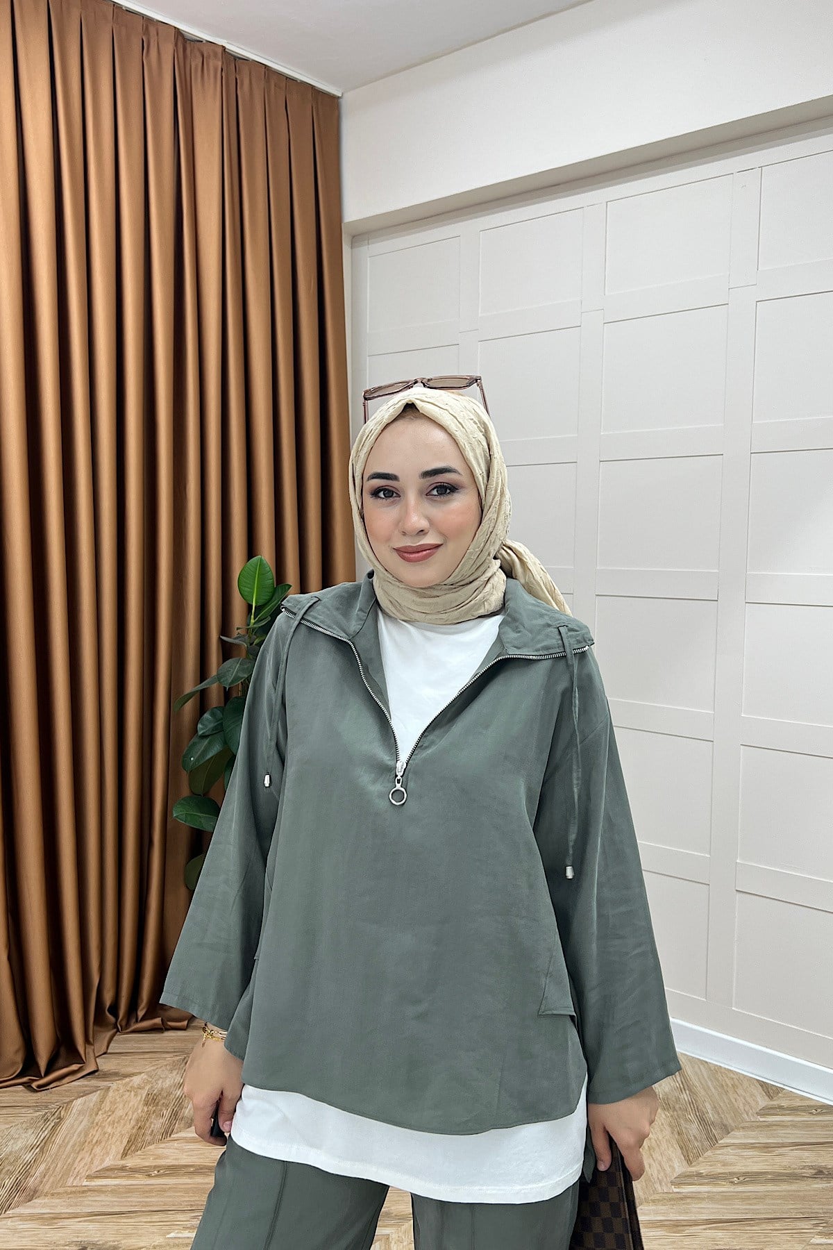 Almira Yarım Fermuar İkili Takım Yeşil