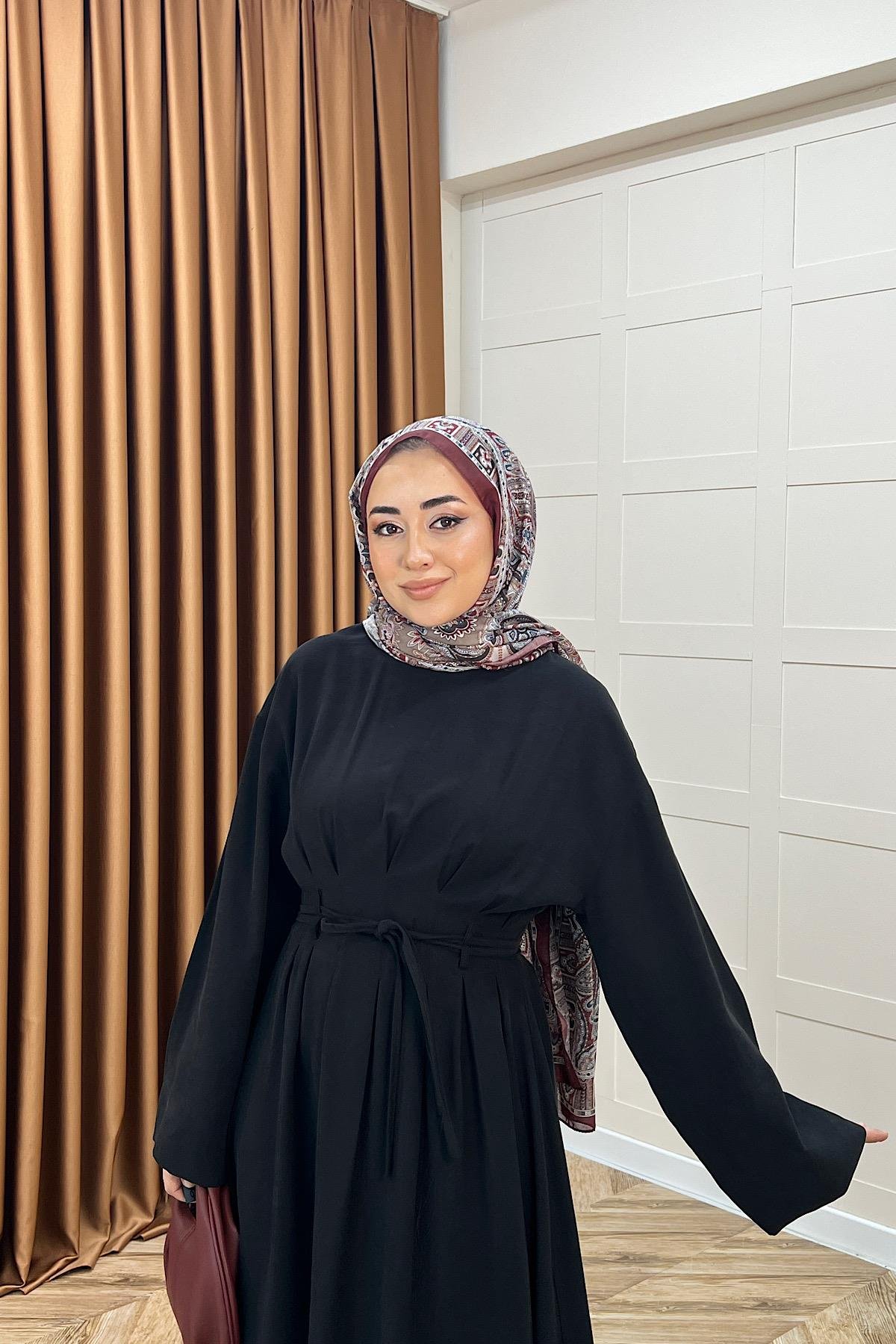 Alya Belden Bağlamalı Elbise Siyah
