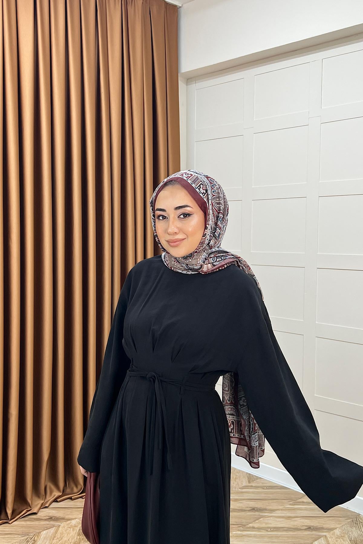 Alya Belden Bağlamalı Elbise Siyah