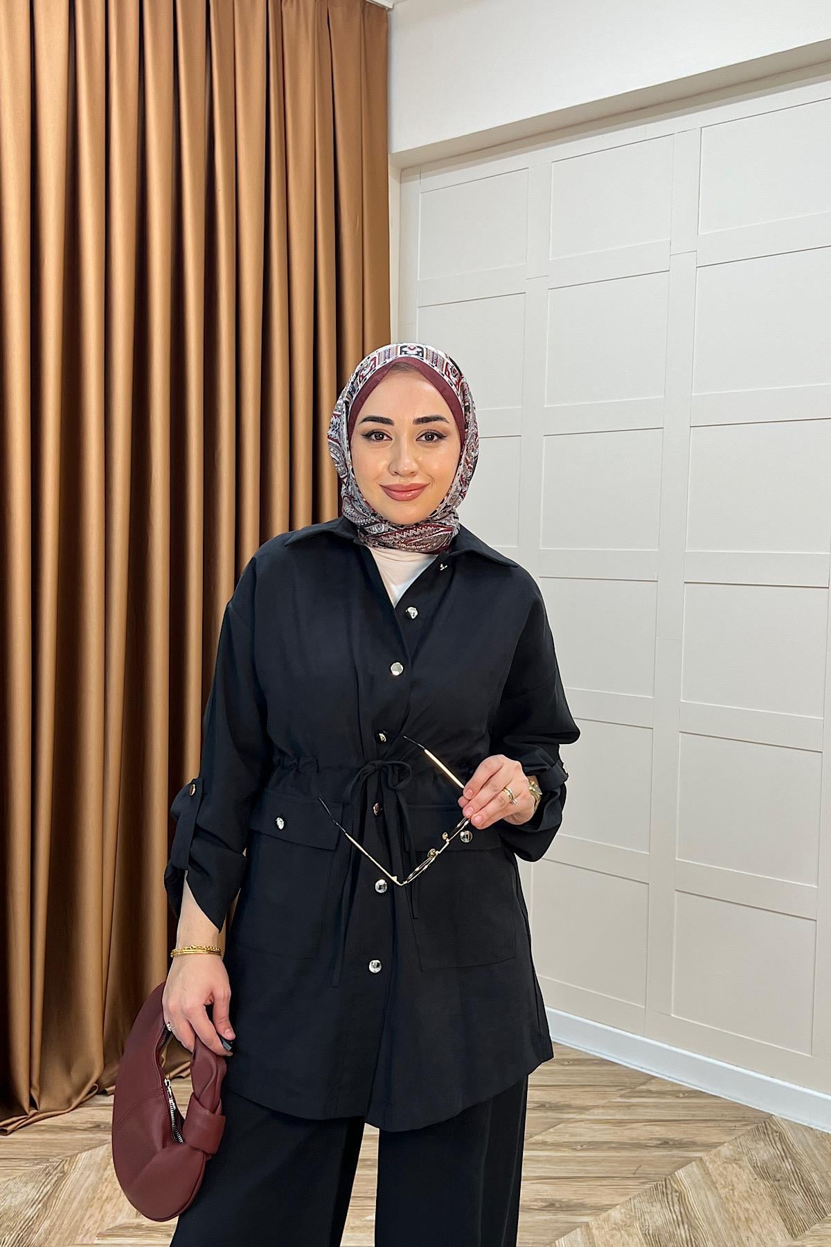Aria Belden Bağlamalı İkili Takım Siyah