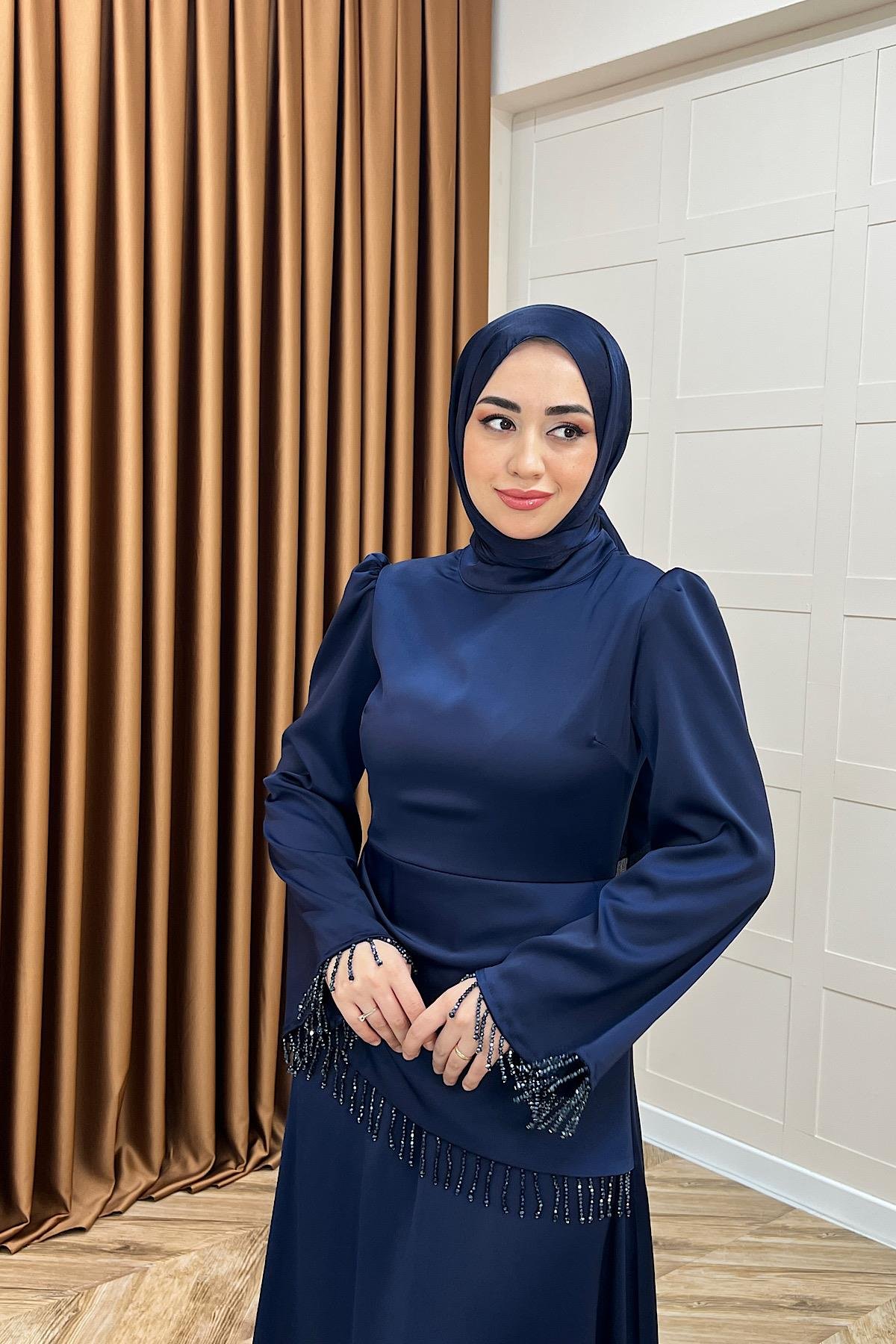 Ayla Saten Abiye Lacivert