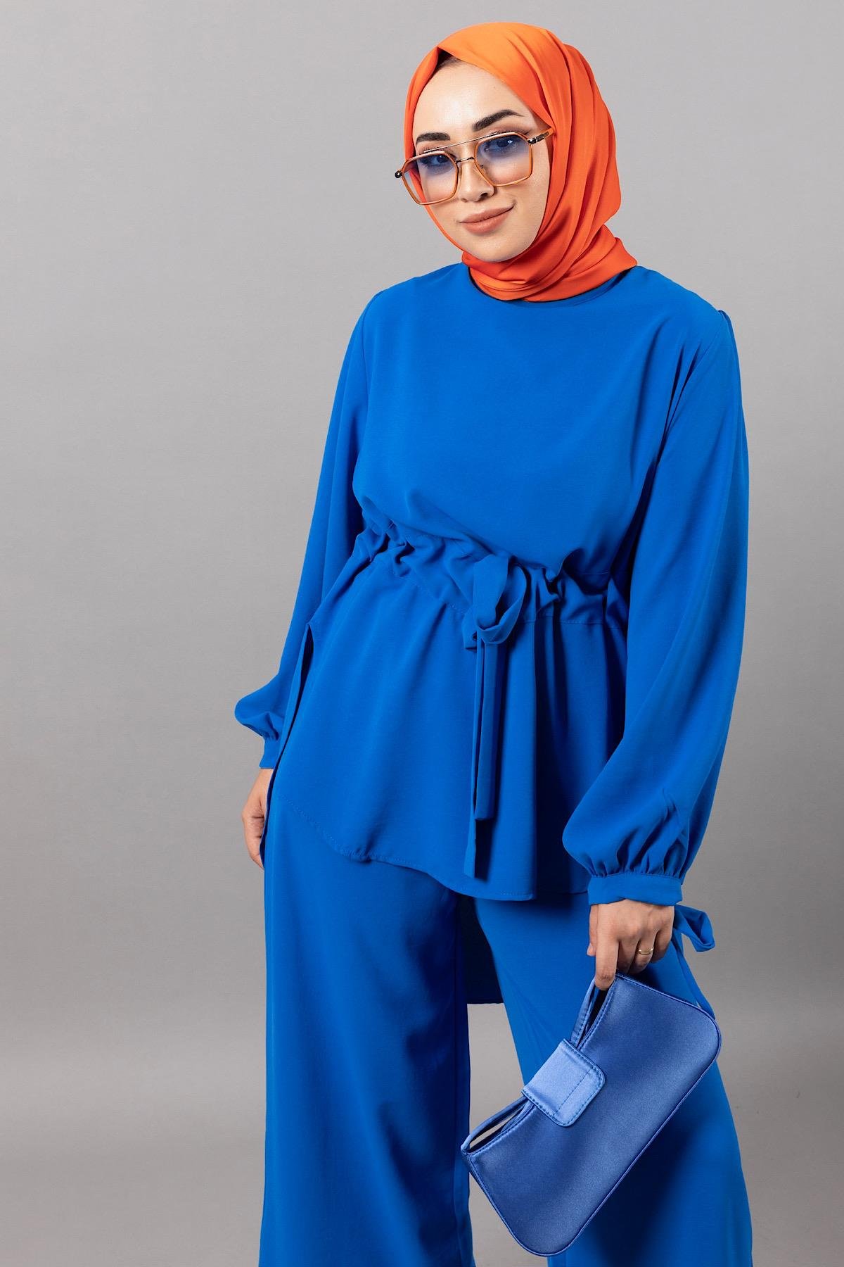 Belden Kemerli Linda Takım Mavi