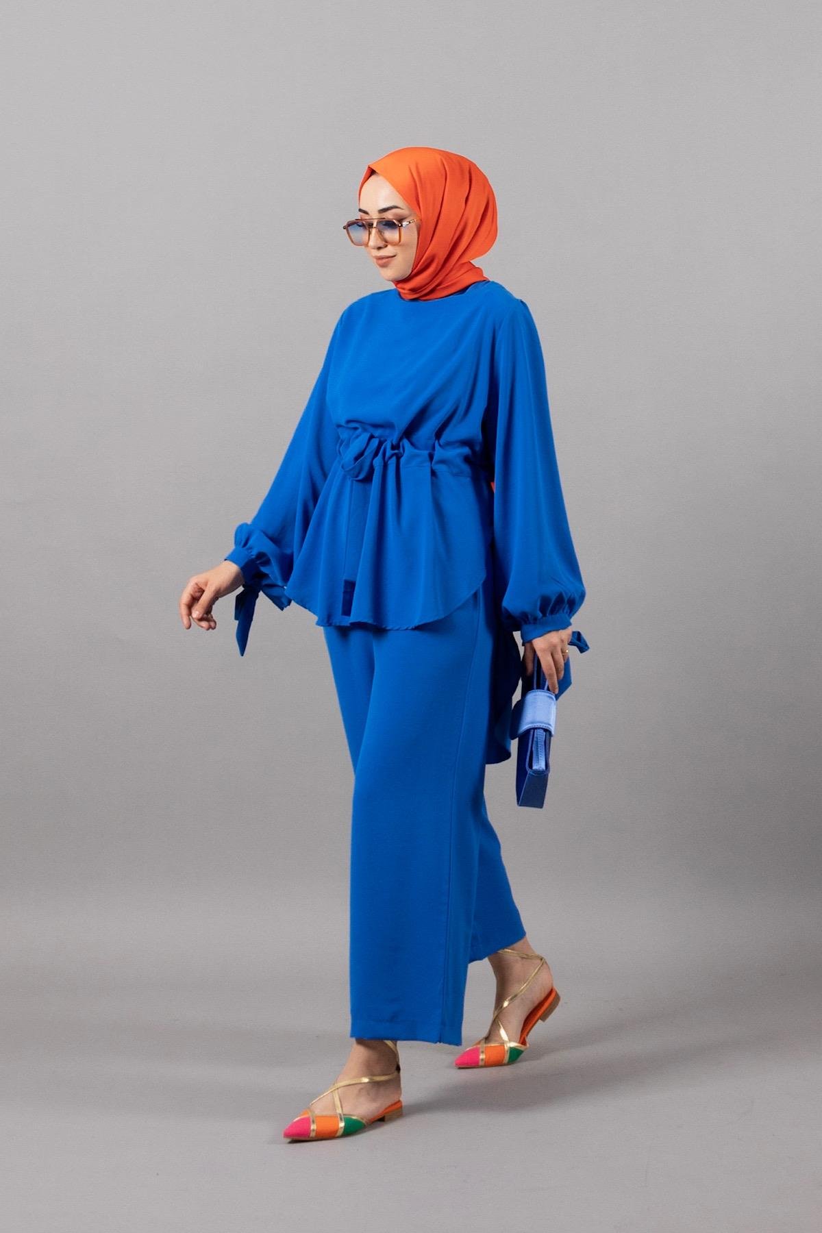 Belden Kemerli Linda Takım Mavi