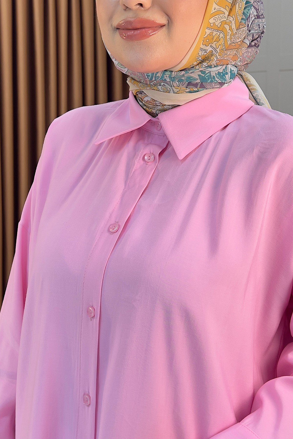 Cupra Uzun Tunik Pembe