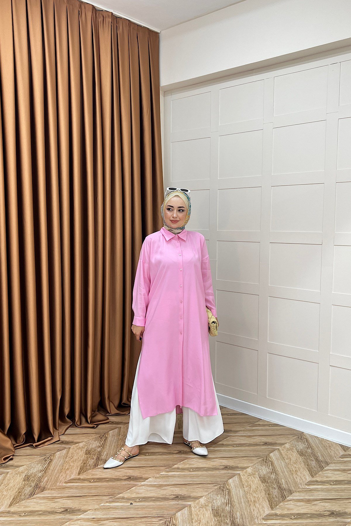Cupra Uzun Tunik Pembe