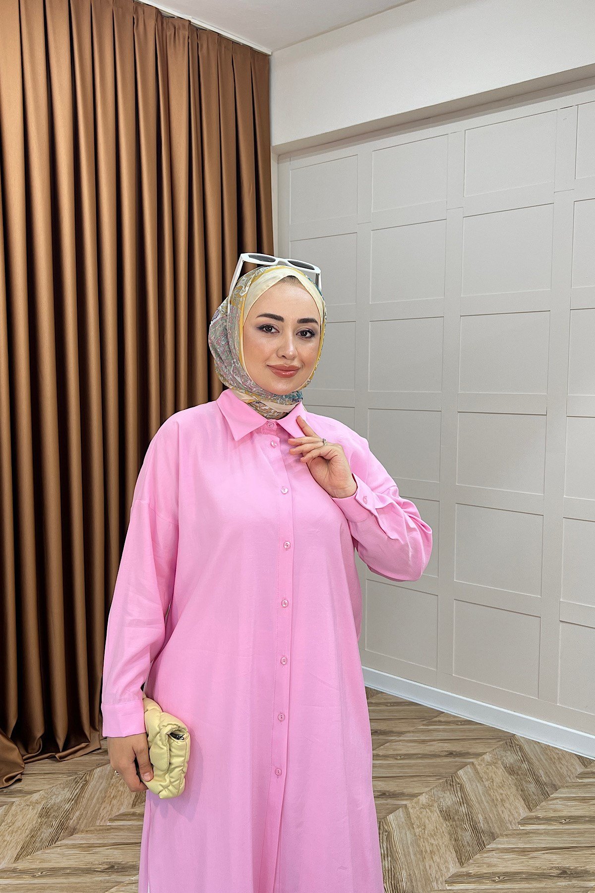 Cupra Uzun Tunik Pembe