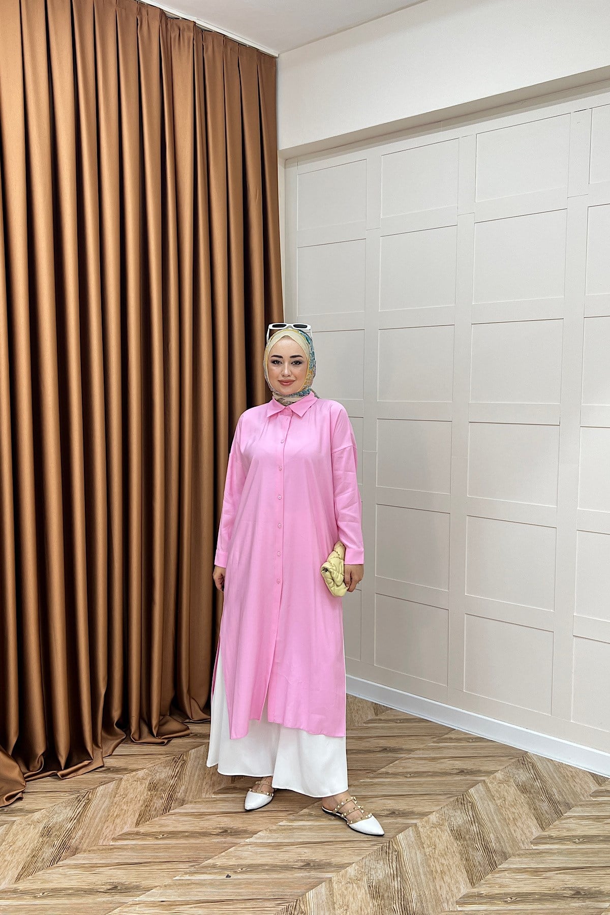 Cupra Uzun Tunik Pembe