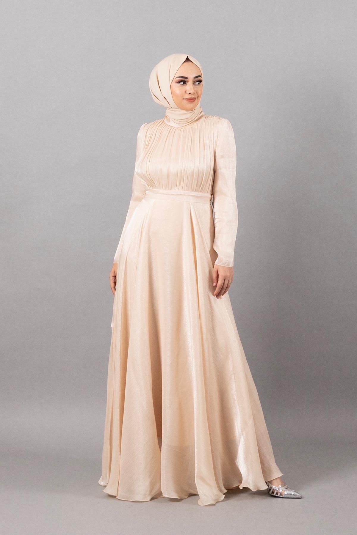 Diva Göğsü Pileli Abiye Taş