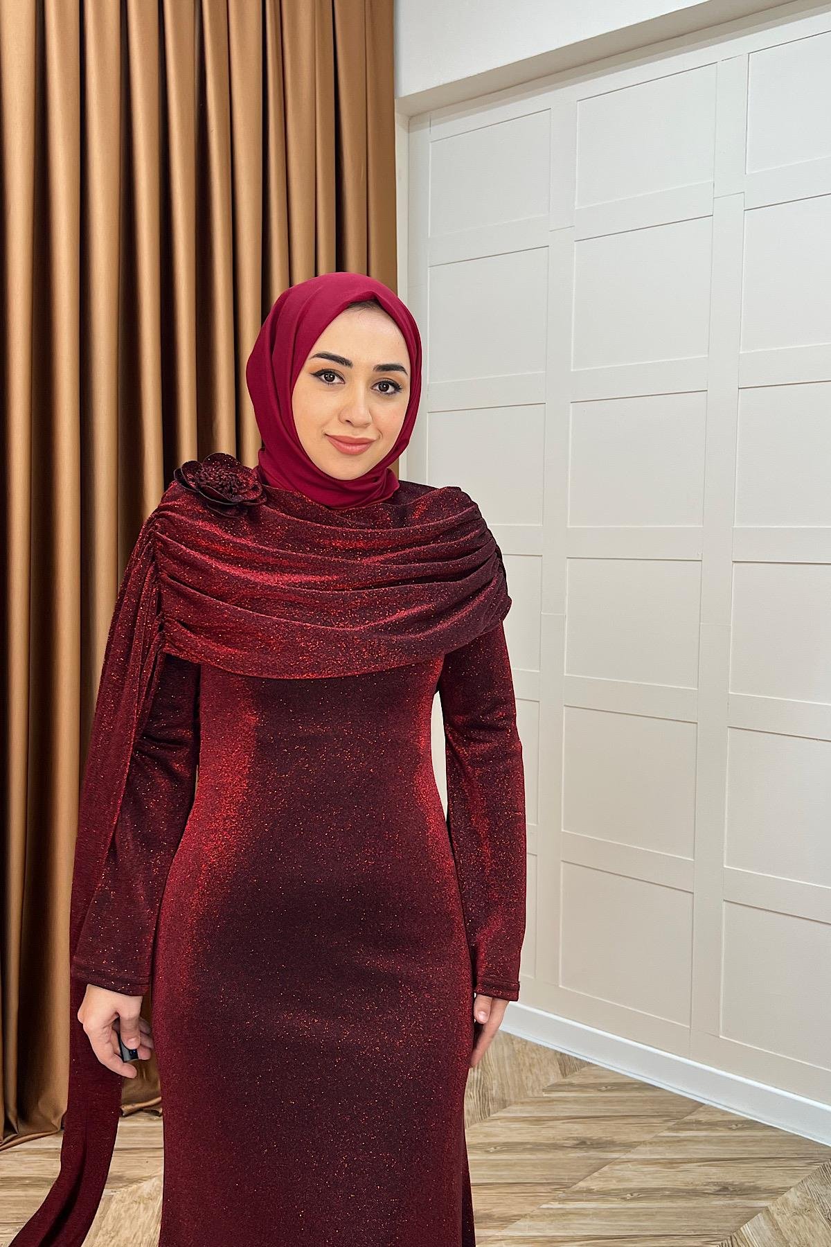 Elara Balık Abiye Bordo