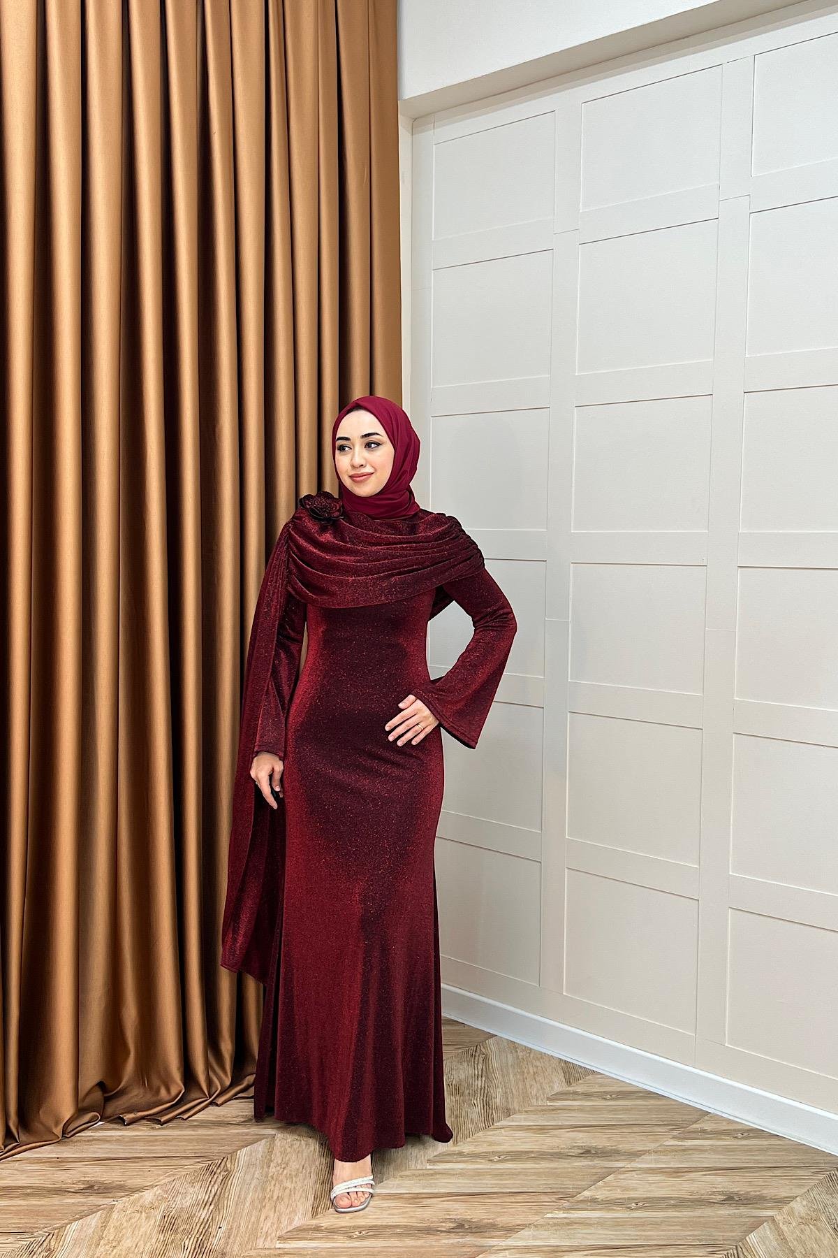 Elara Balık Abiye Bordo