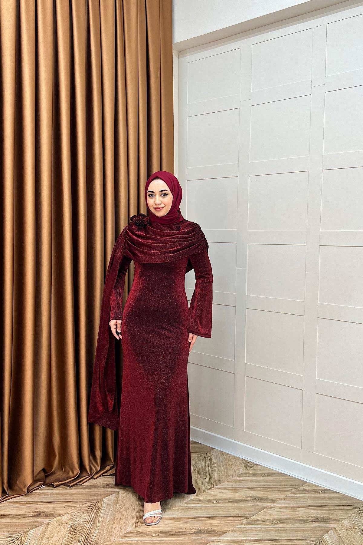 Elara Balık Abiye Bordo