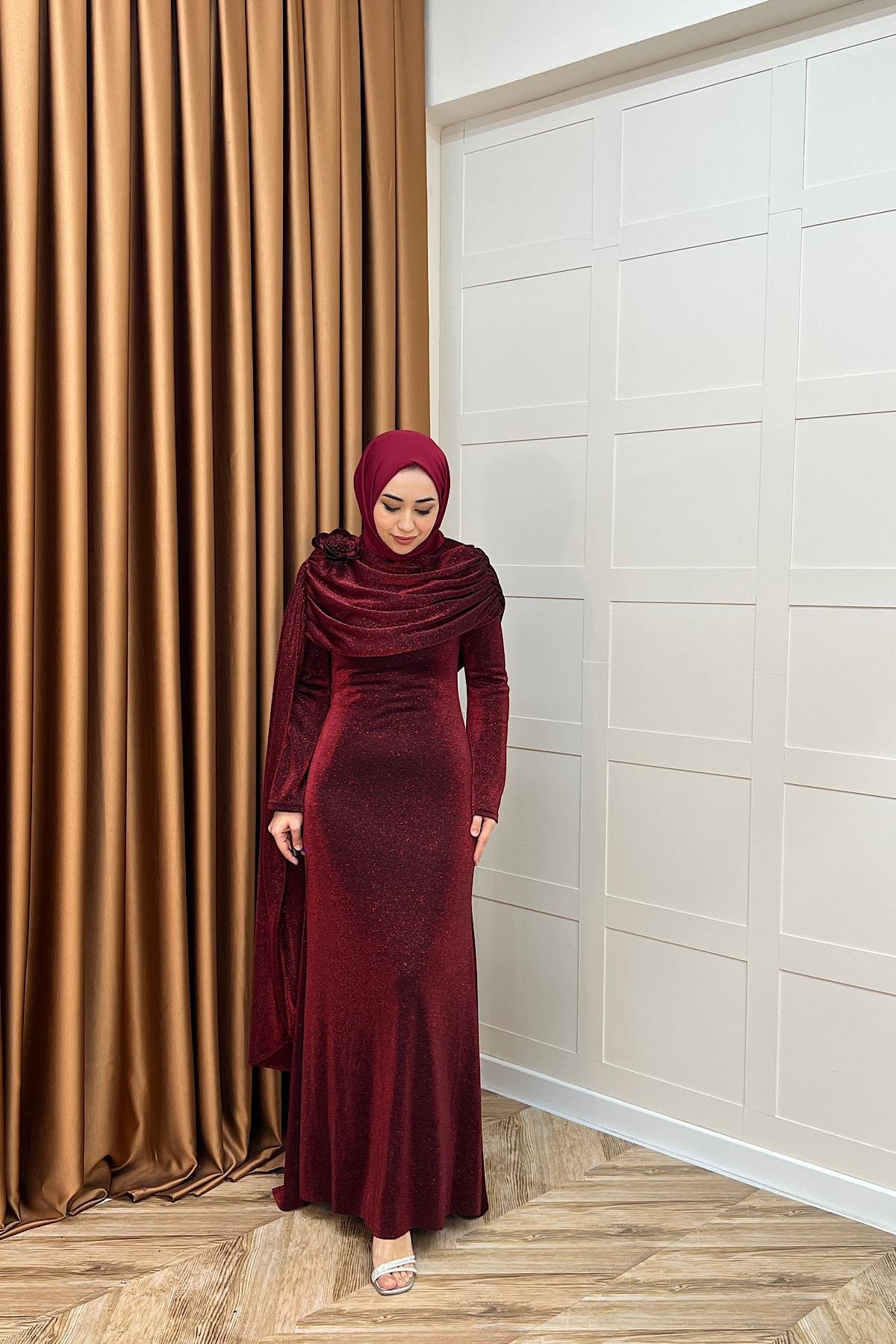 Elara Balık Abiye Bordo