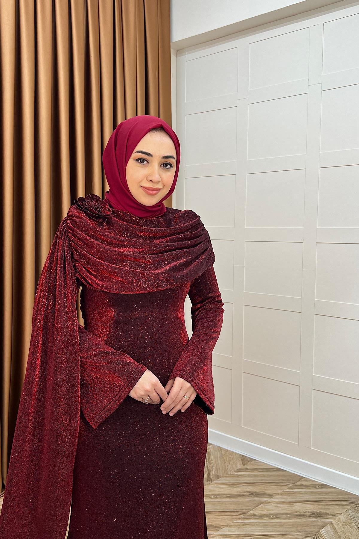 Elara Balık Abiye Bordo