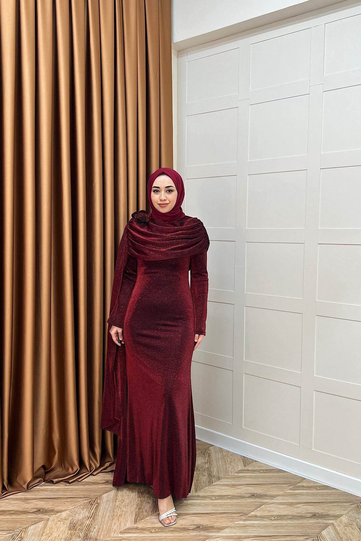 Elara Balık Abiye Bordo