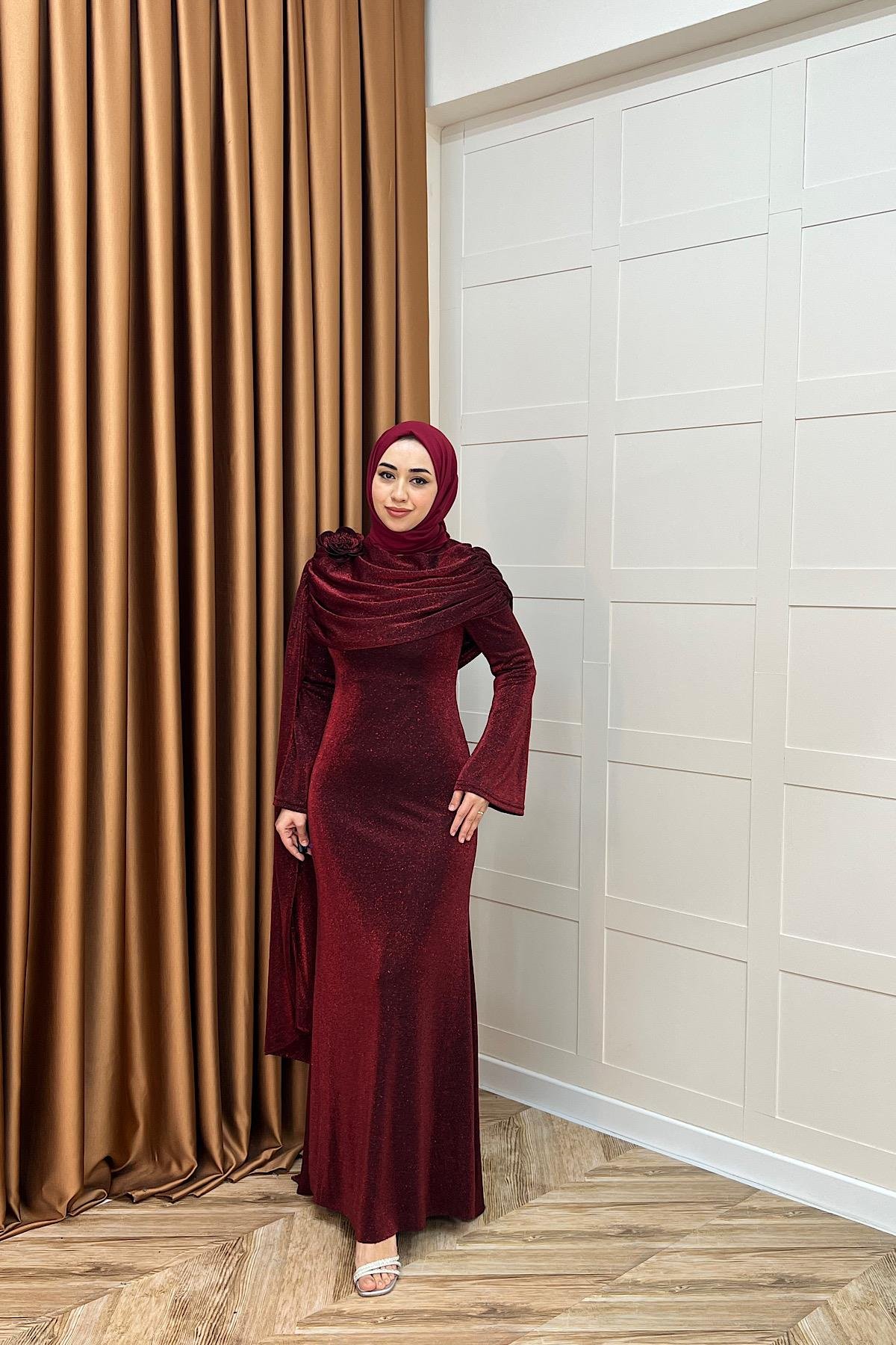 Elara Balık Abiye Bordo