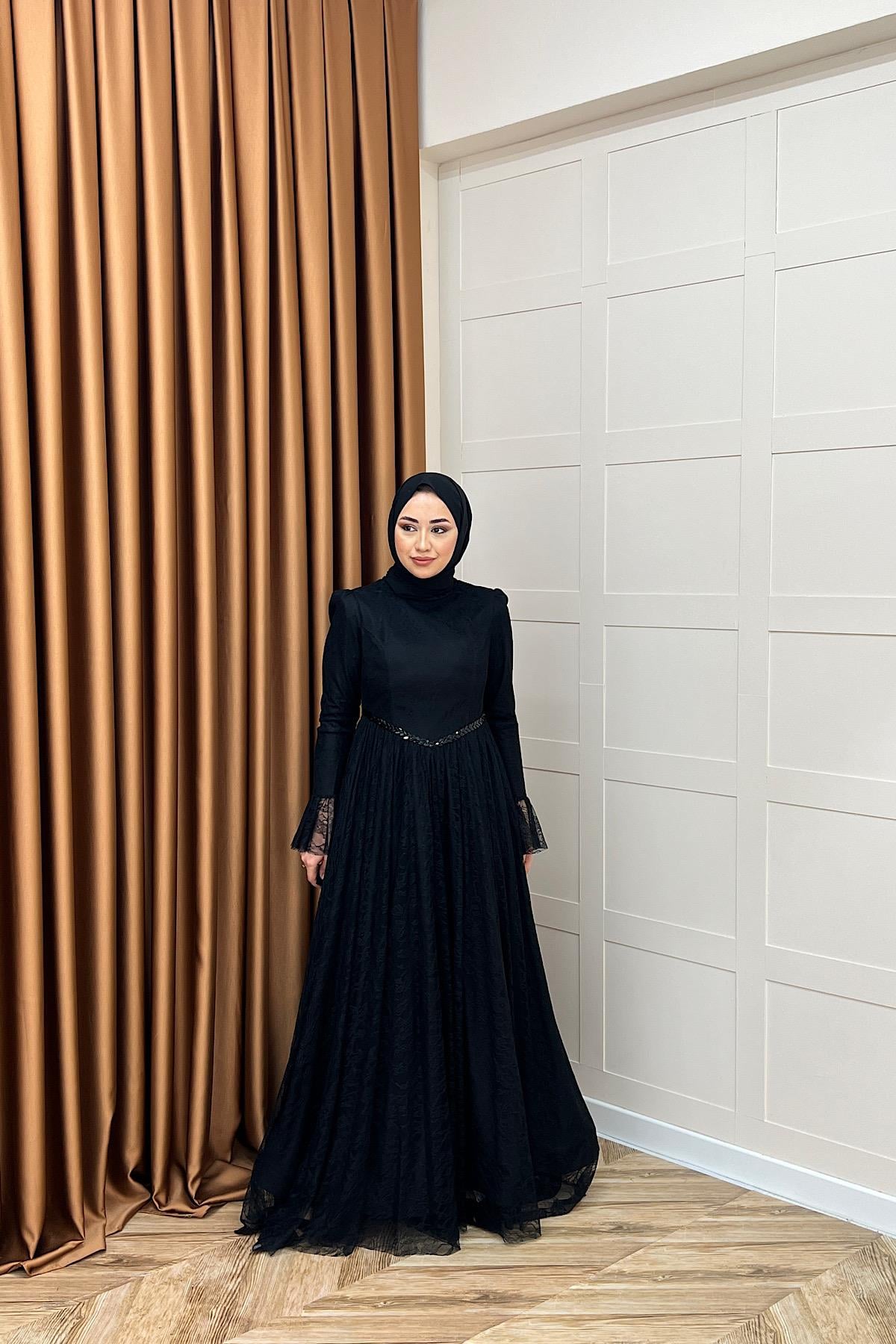 Elena Dantel Abiye Siyah