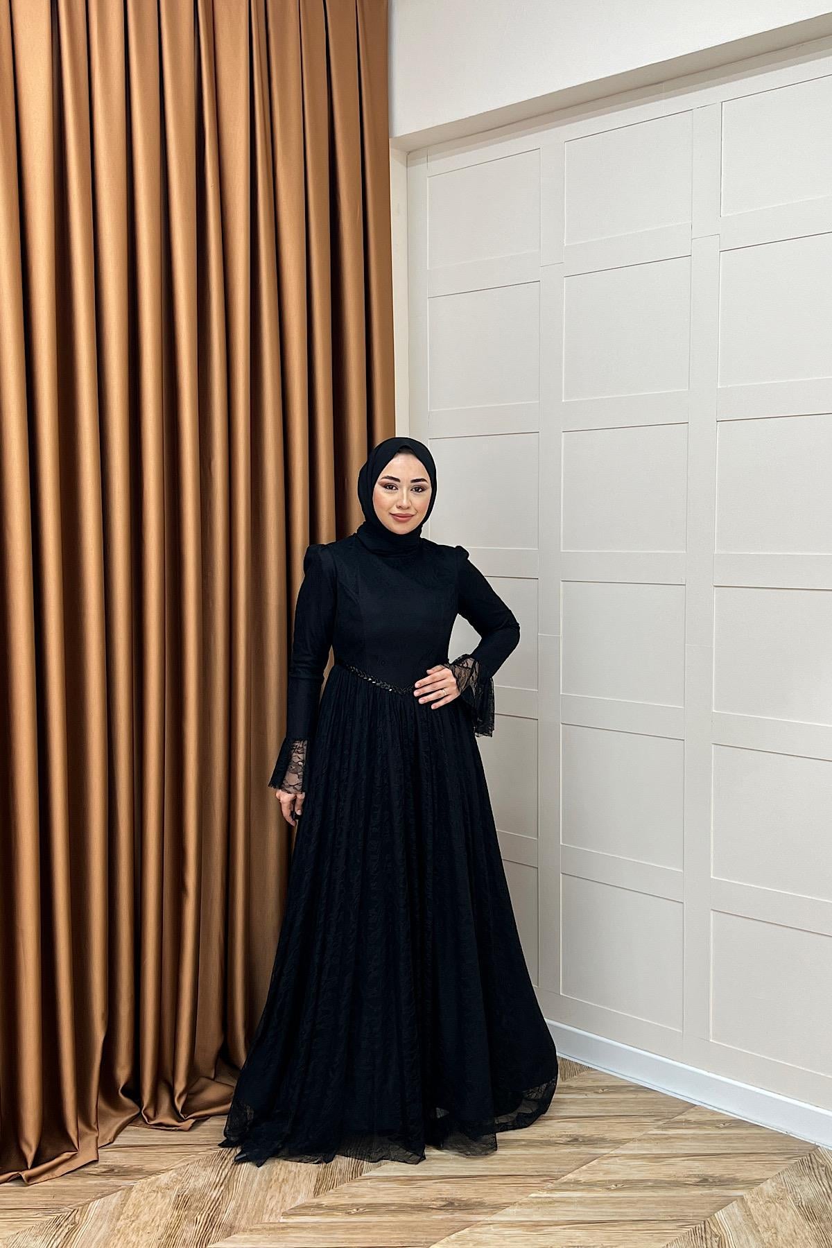 Elena Dantel Abiye Siyah
