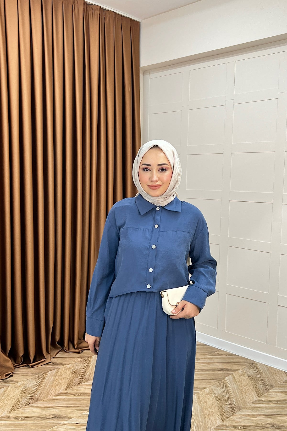 Elisa Beli Lastikli Elbise İndigo