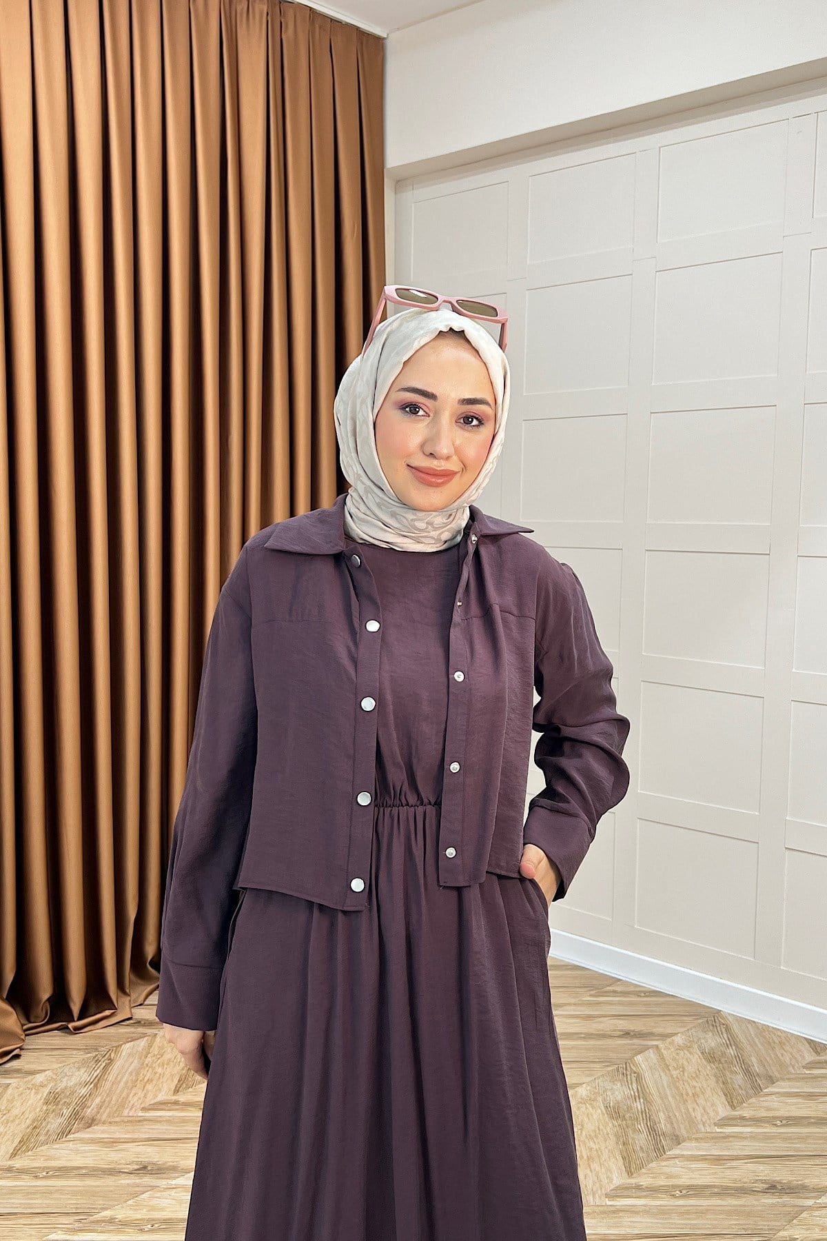 Elisa Beli Lastikli Elbise Mürdüm