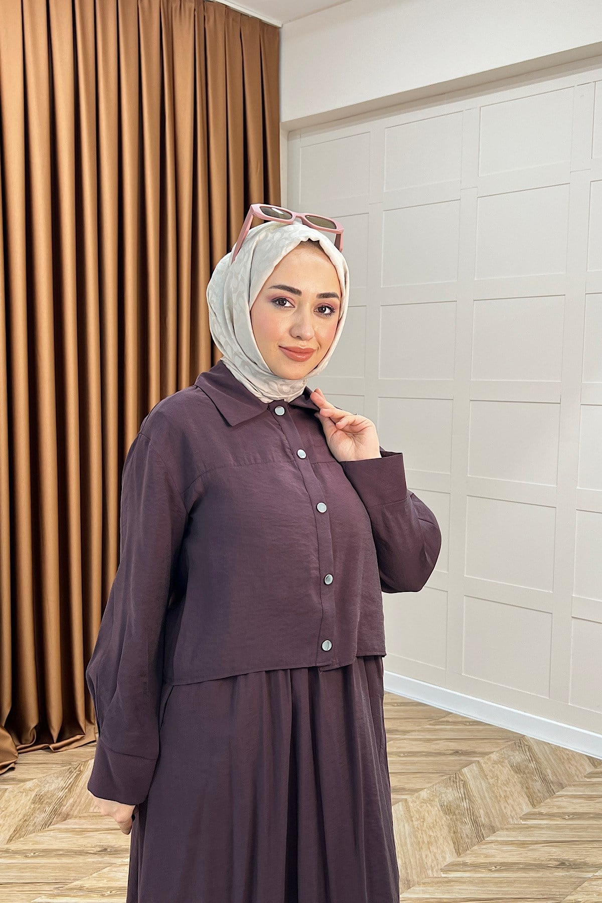 Elisa Beli Lastikli Elbise Mürdüm