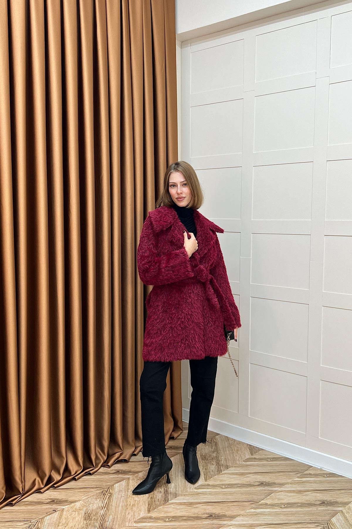 Grok Peluş Kaban Bordo