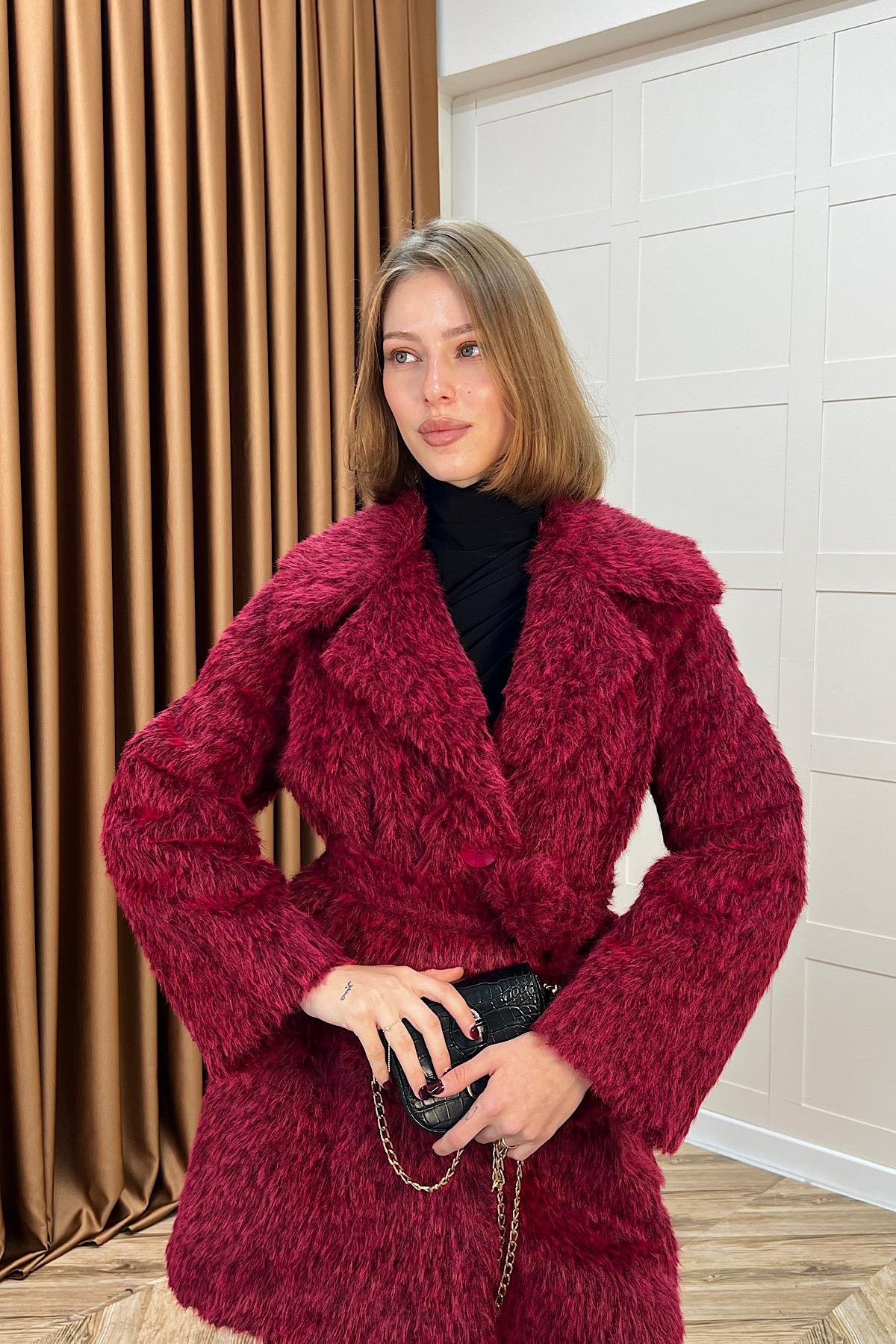 Grok Peluş Kaban Bordo