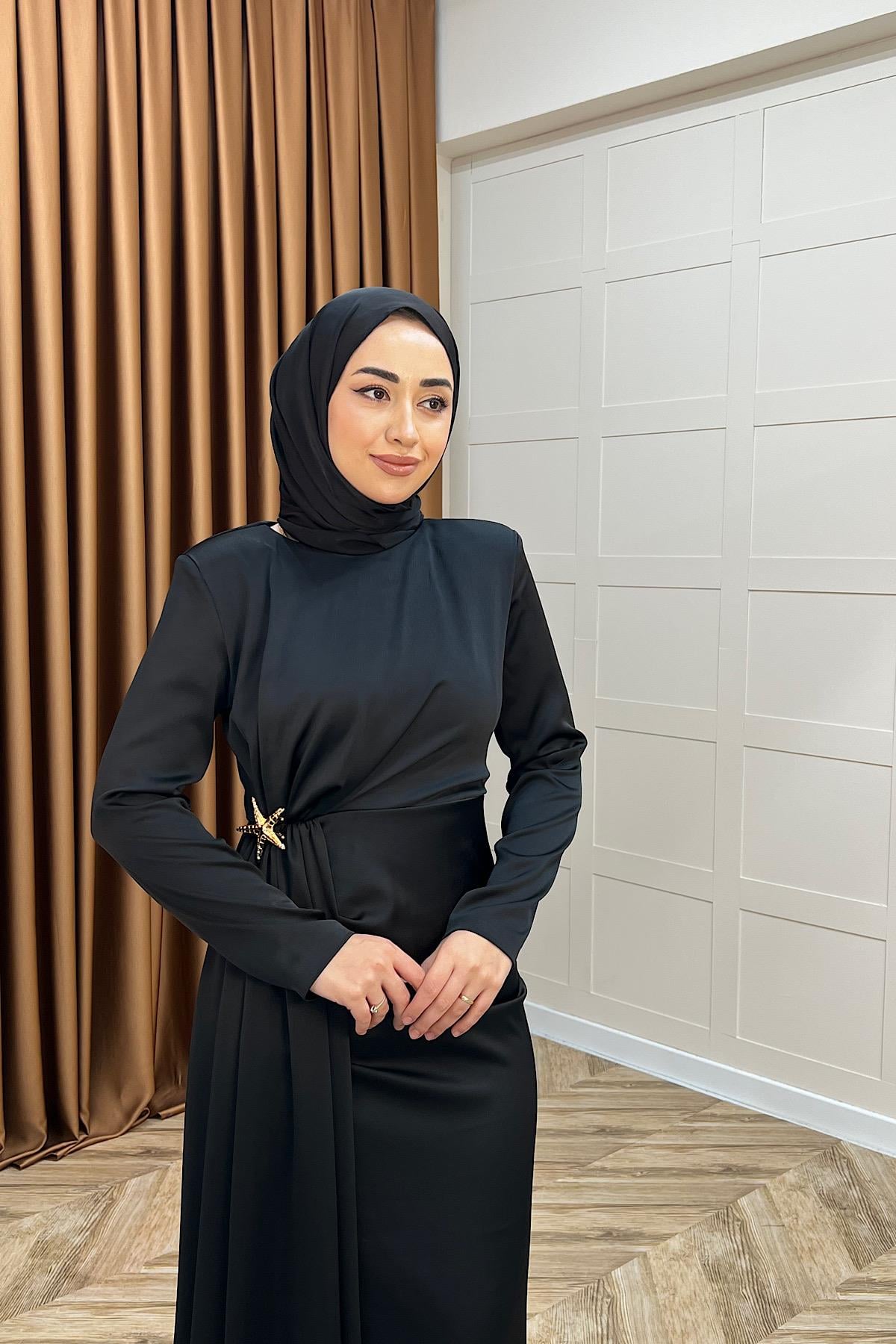 Hazel Saten Abiye Siyah