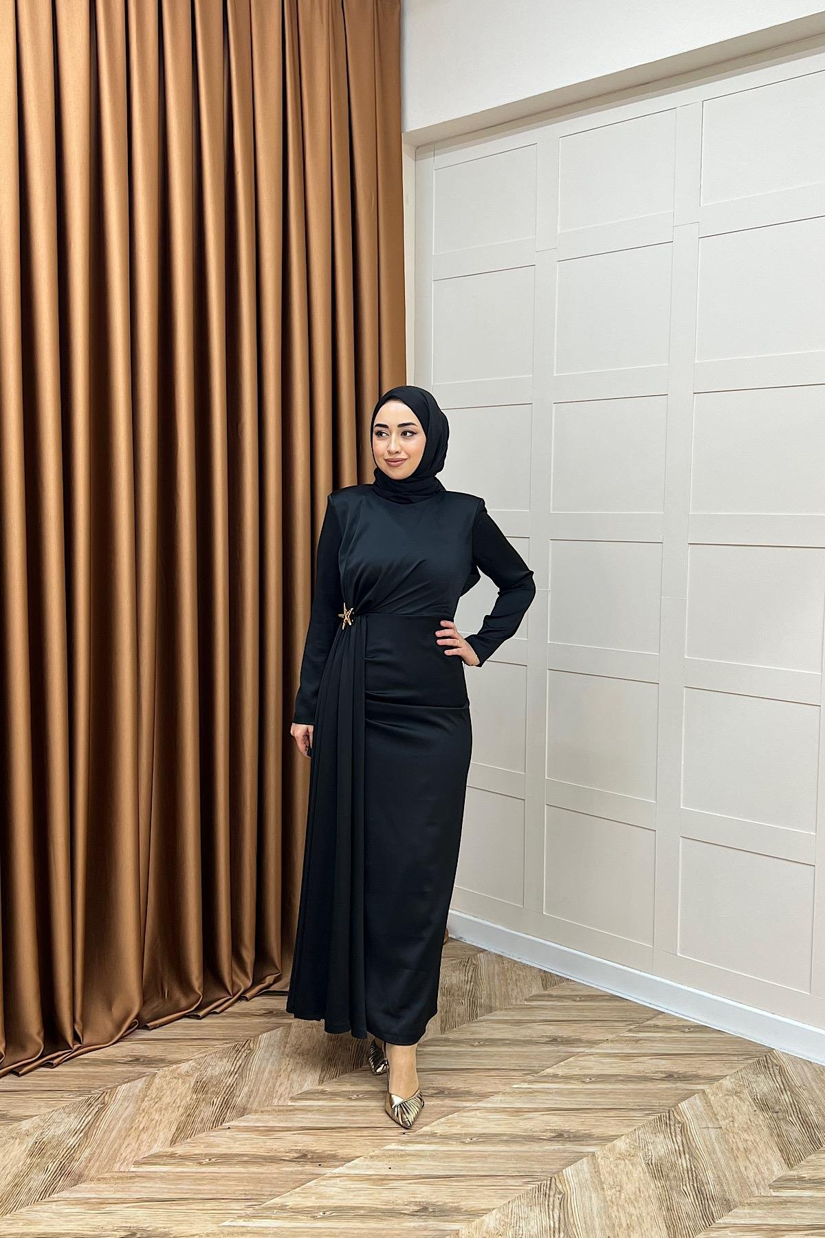 Hazel Saten Abiye Siyah