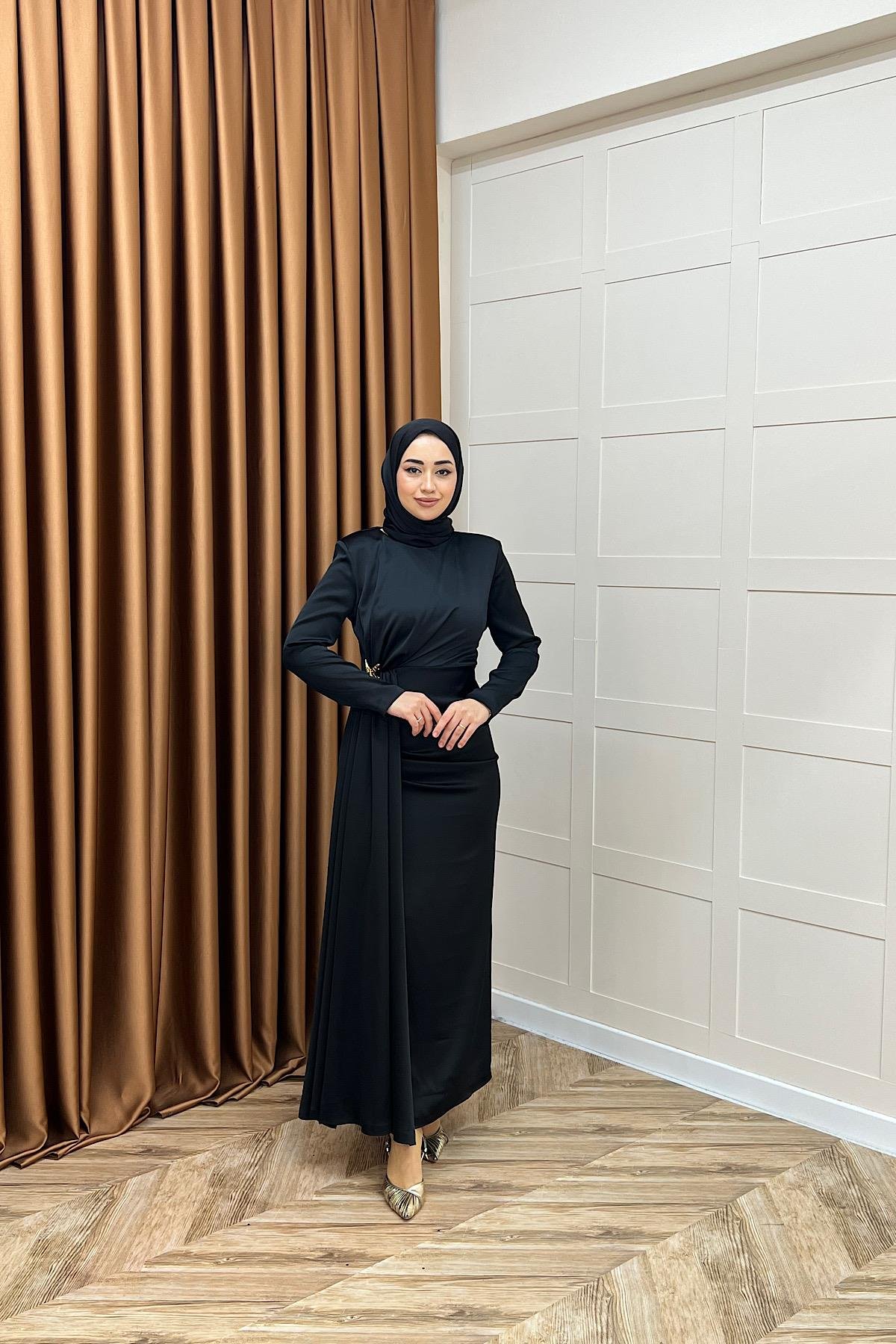 Hazel Saten Abiye Siyah