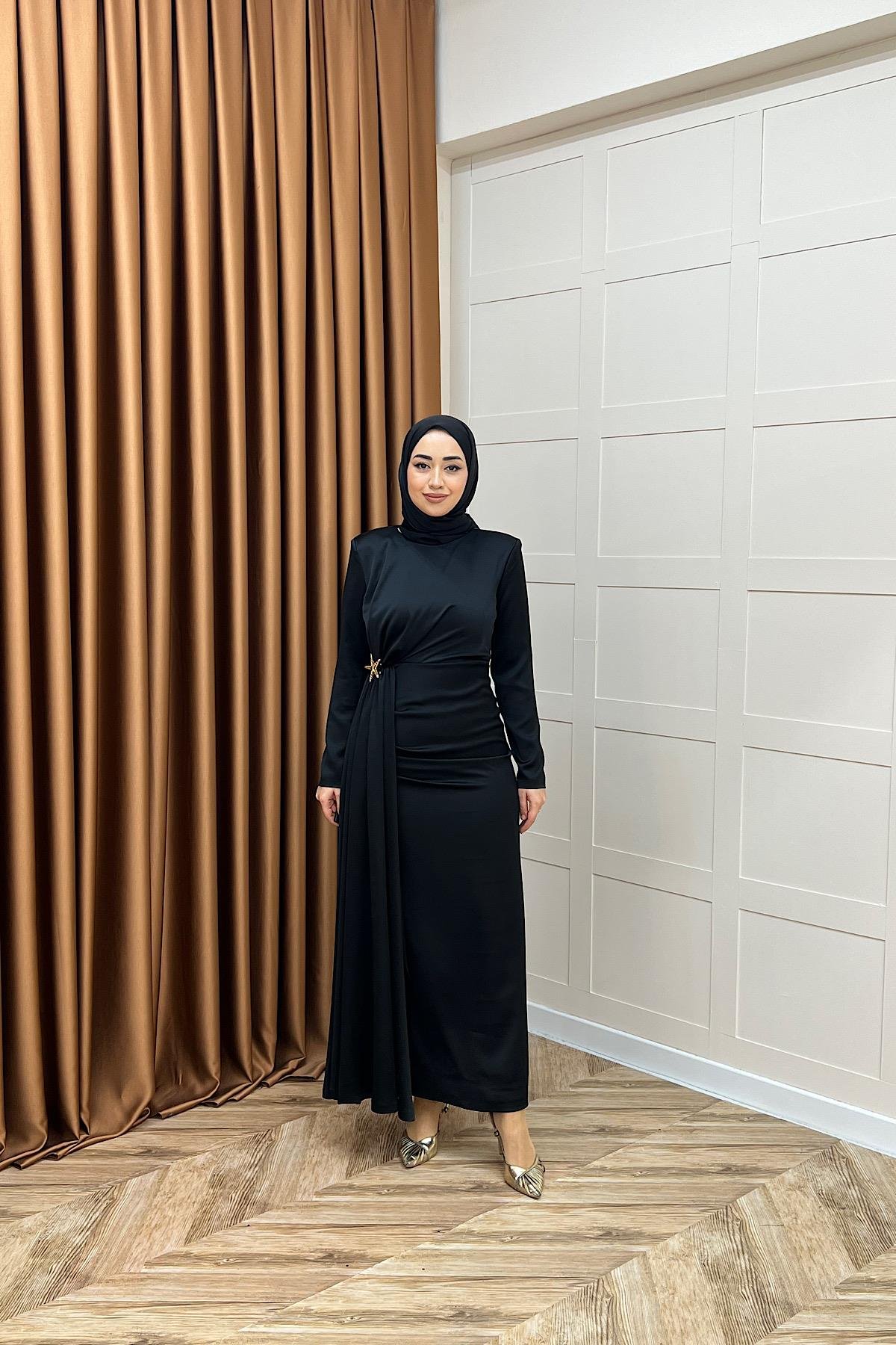 Hazel Saten Abiye Siyah