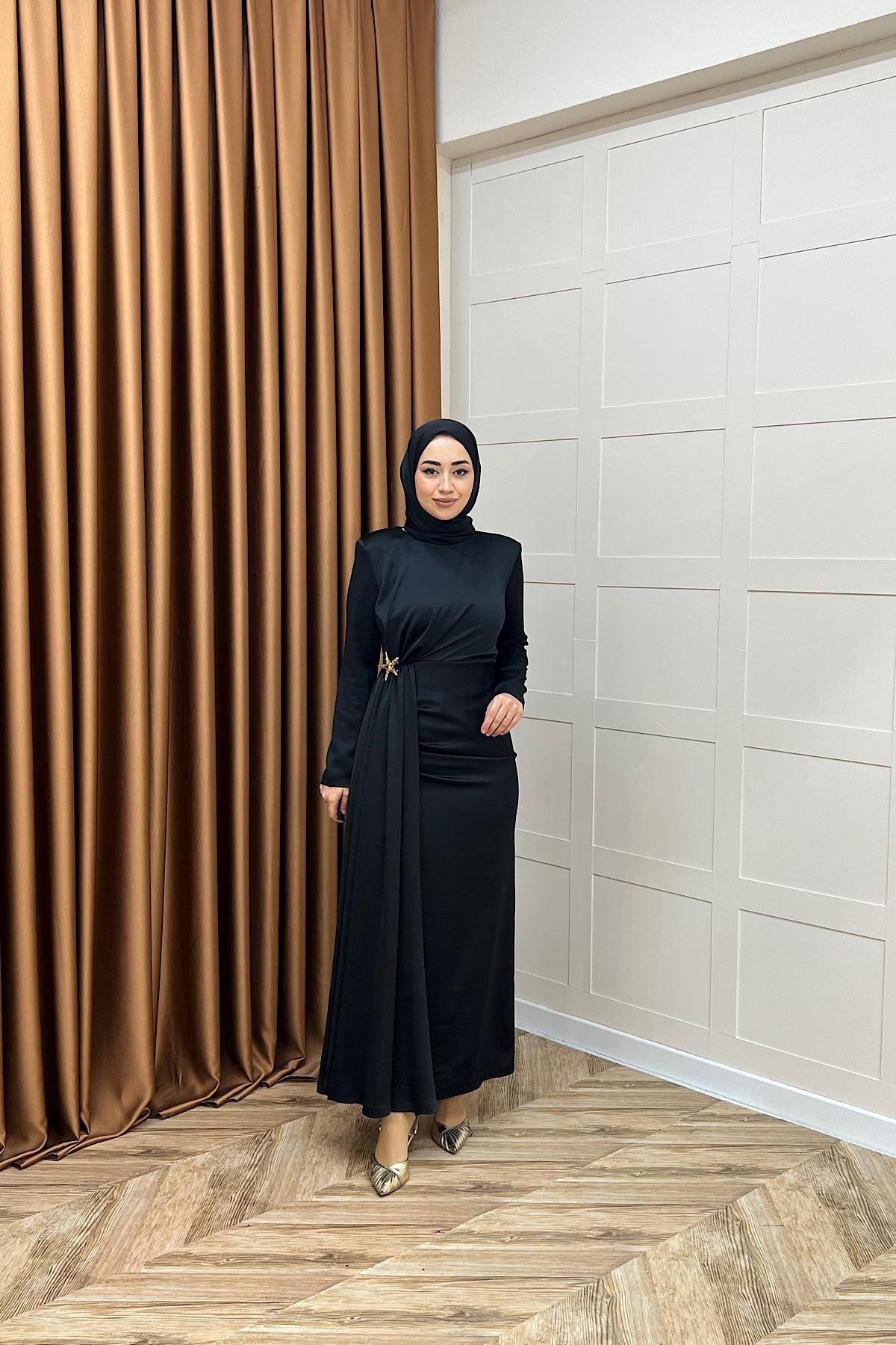 Hazel Saten Abiye Siyah