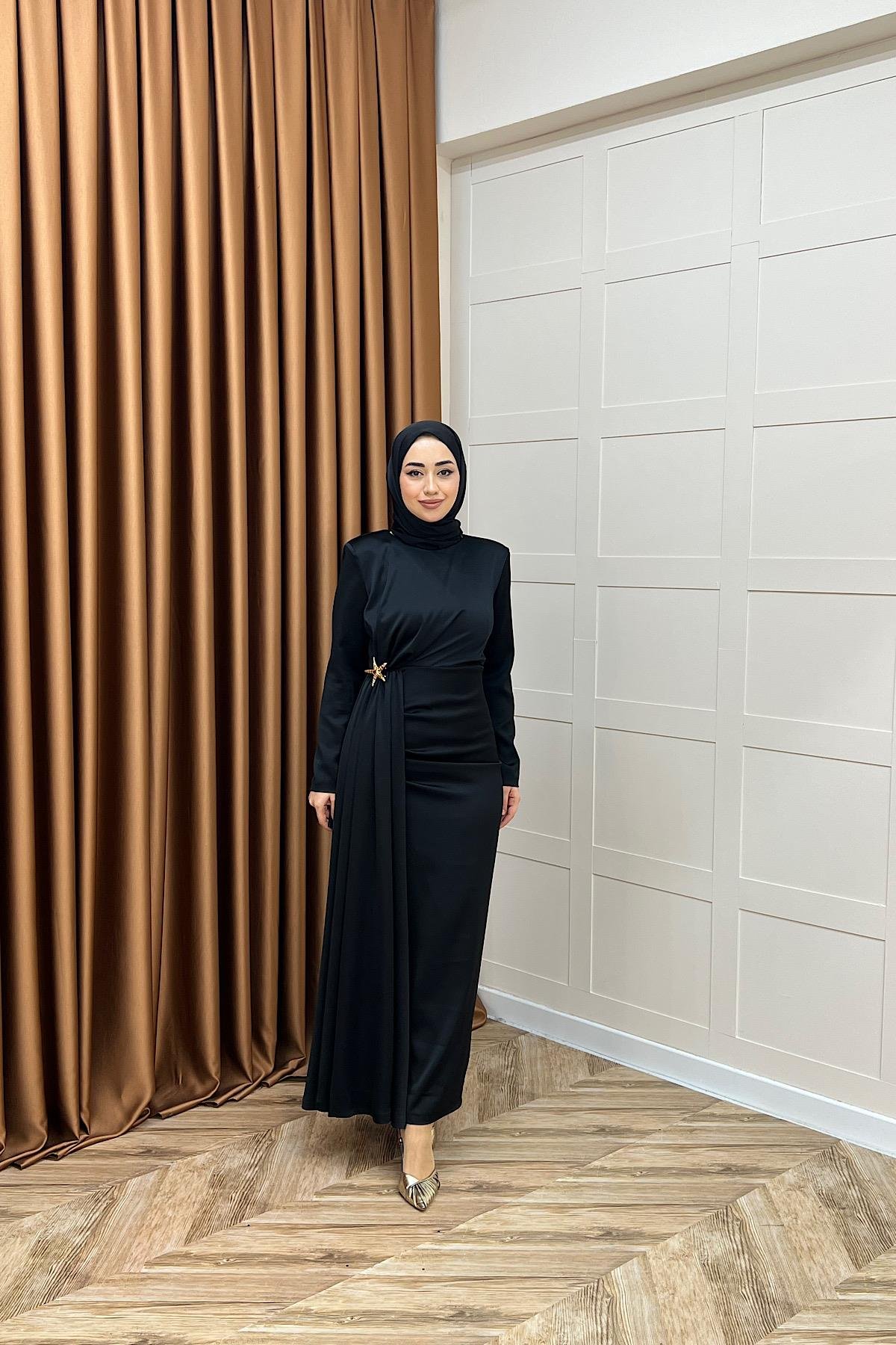 Hazel Saten Abiye Siyah
