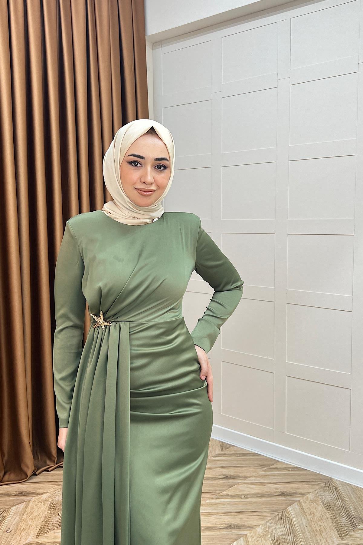 Hazel Saten Abiye Yeşil