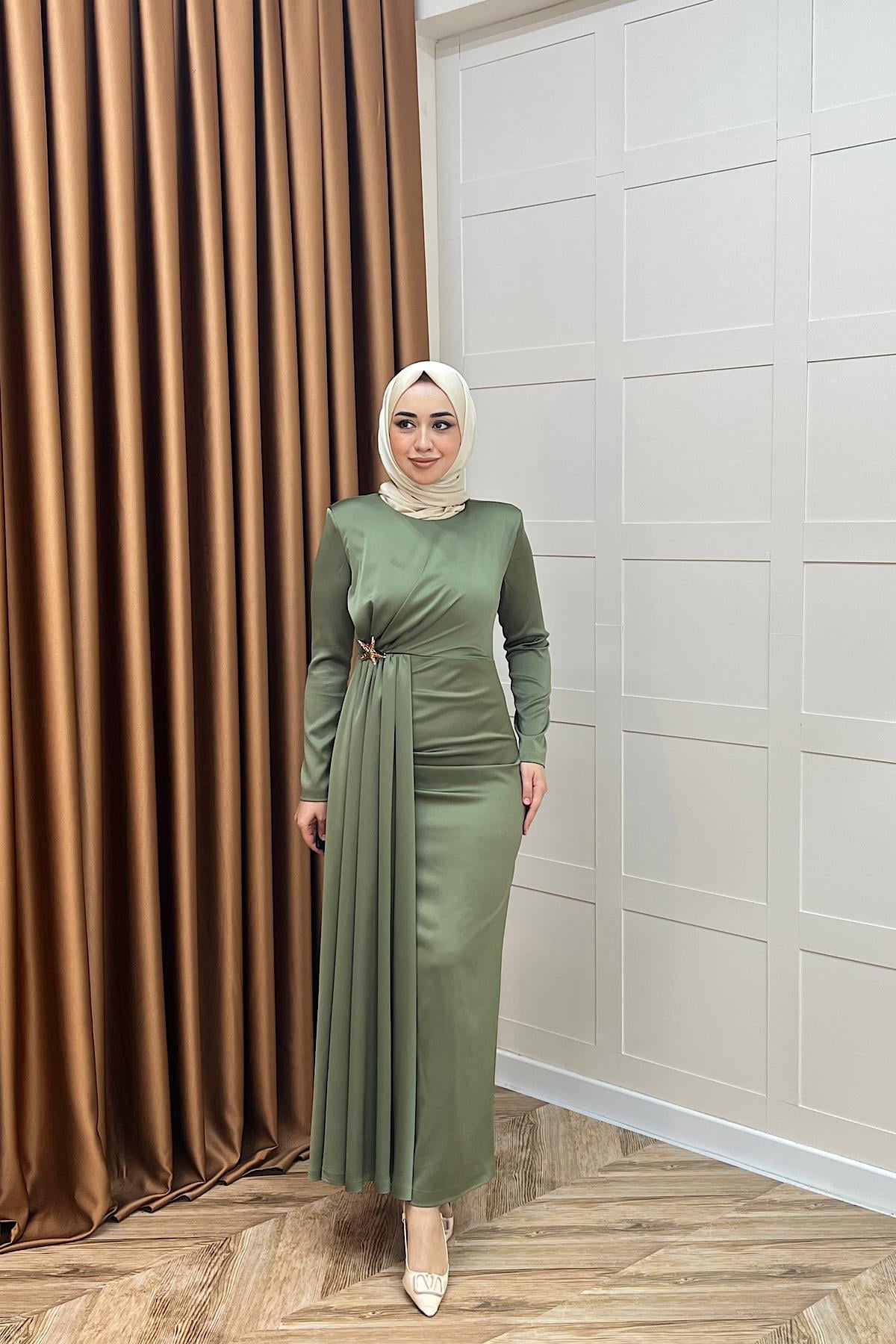 Hazel Saten Abiye Yeşil